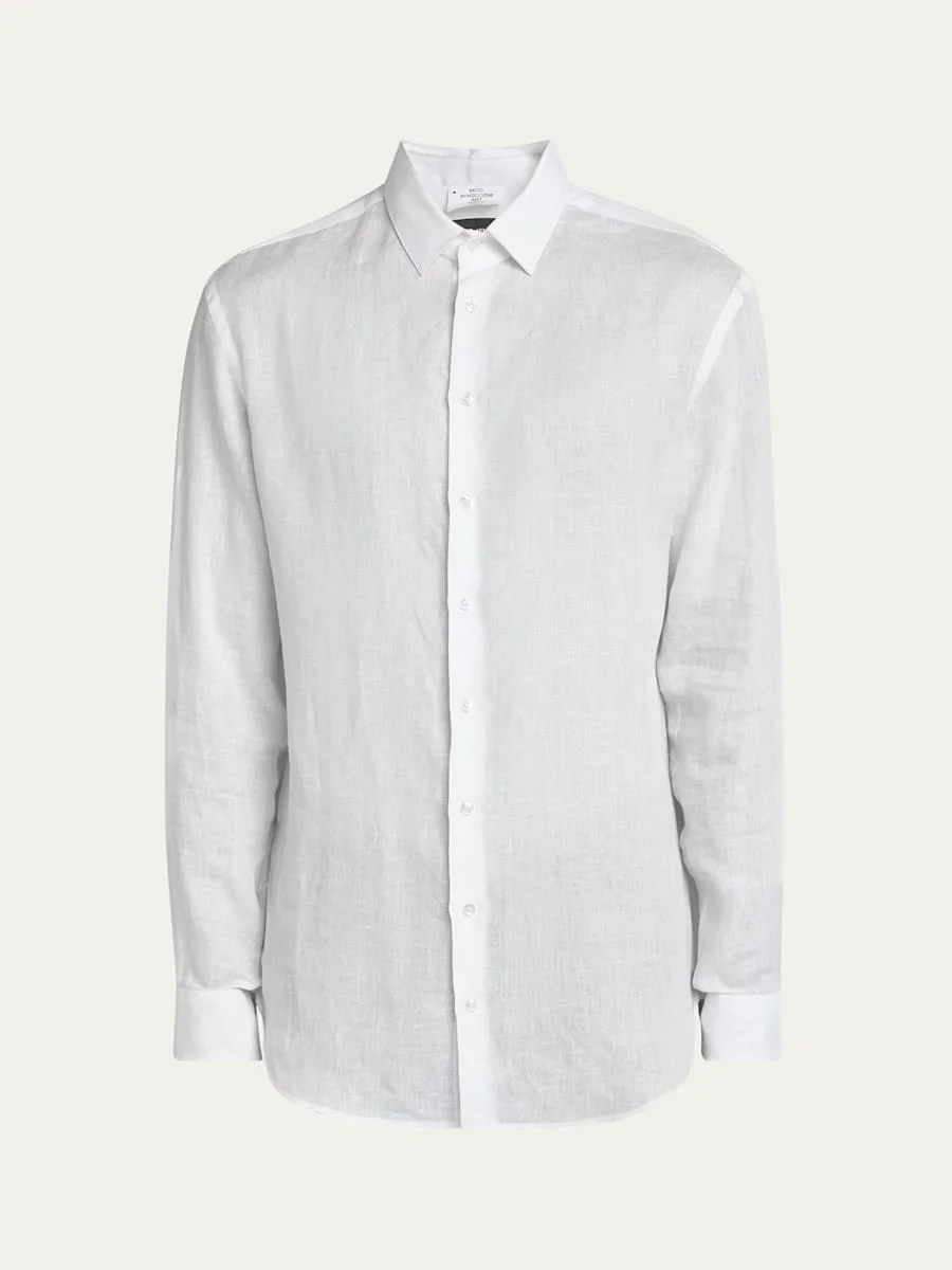 Men's Classic Solid Linen Sport Shirt - 1