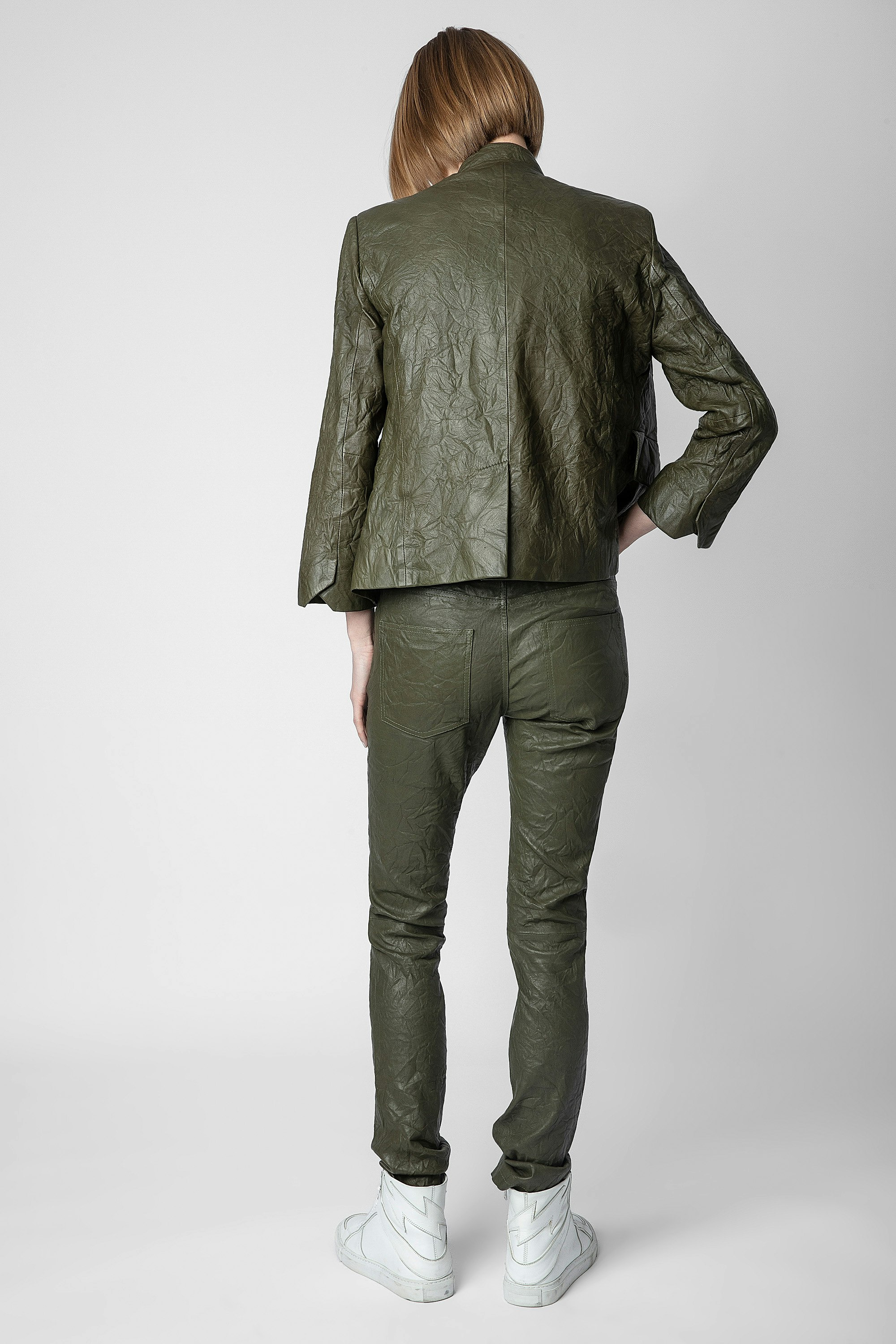 Phlame Crinkled Leather Pants - 4