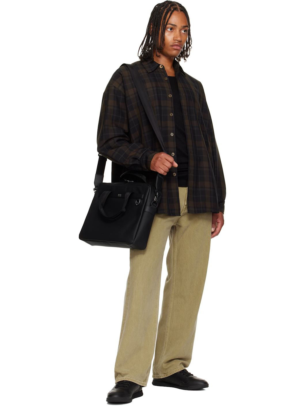 Black Multi-Pocket Logo Briefcase - 4