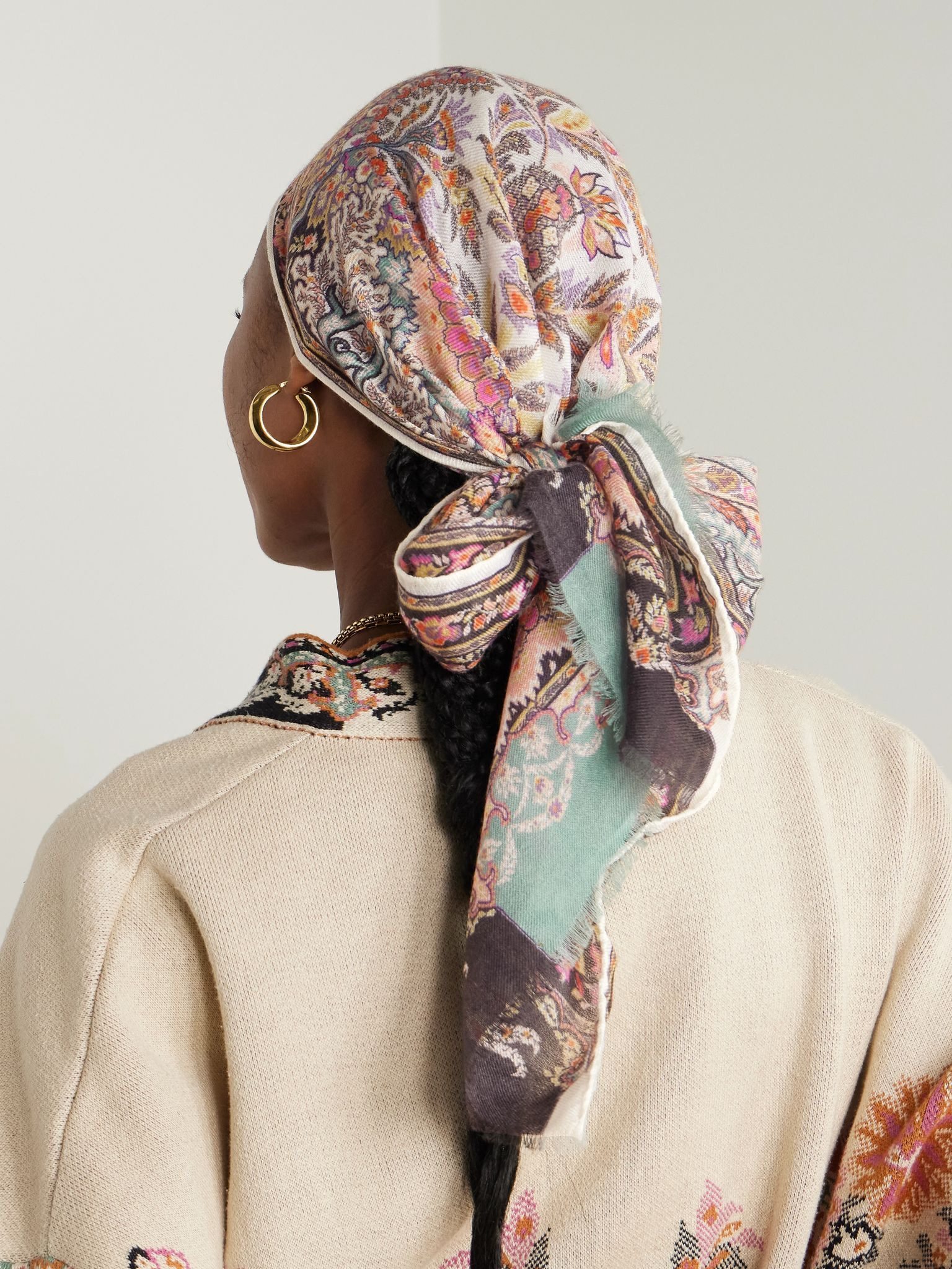 Paisley-print wool, cashmere and silk-blend scarf Multi - 2