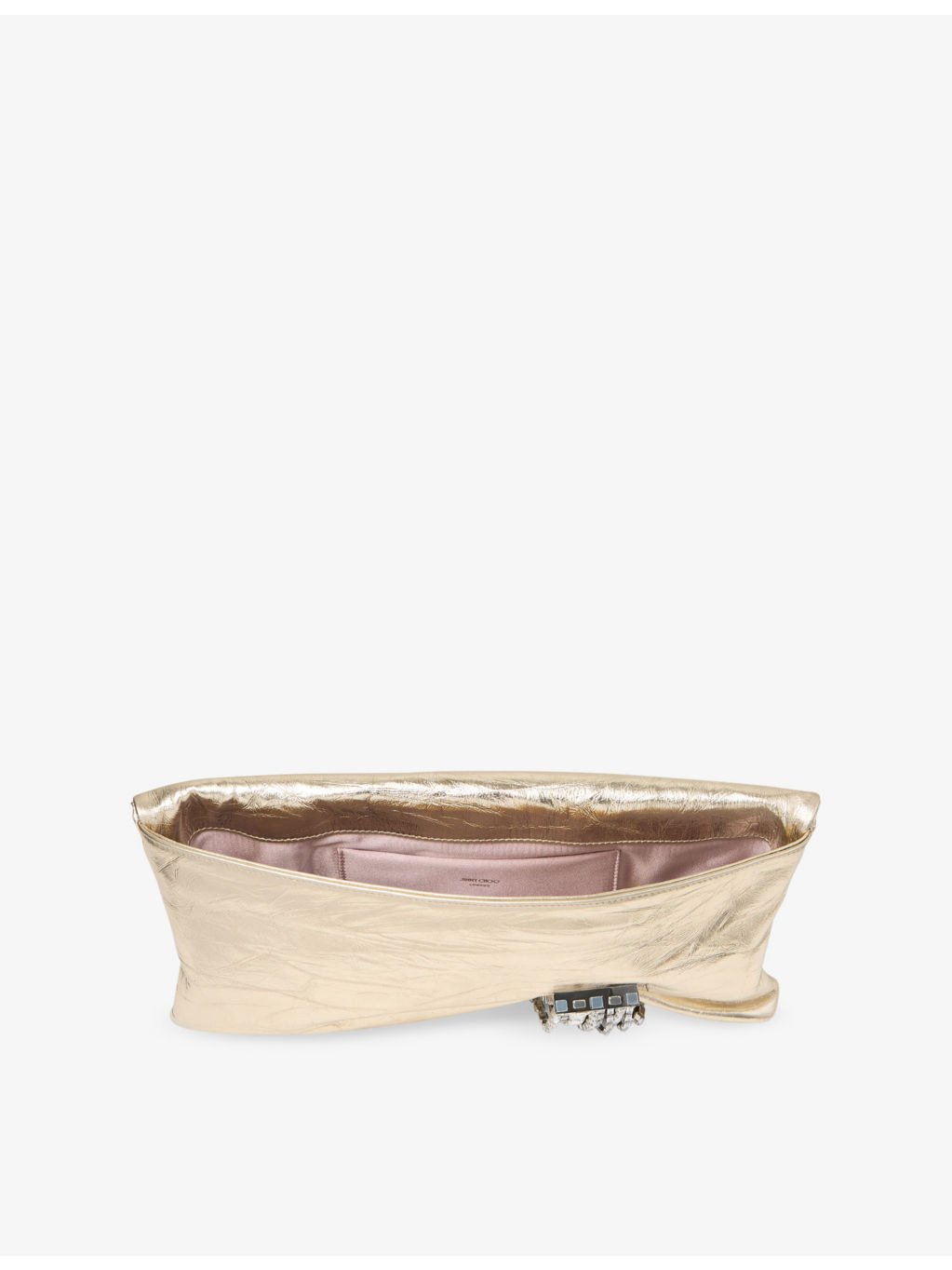 Zandra crystal-embellished metallic-leather clutch bag - 5