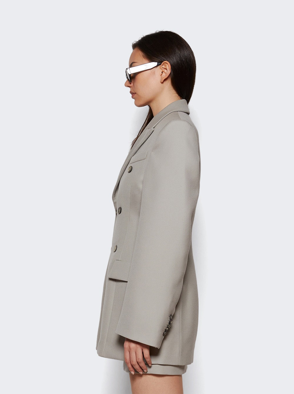 Double Breasted Contour Blazer Cement - 3