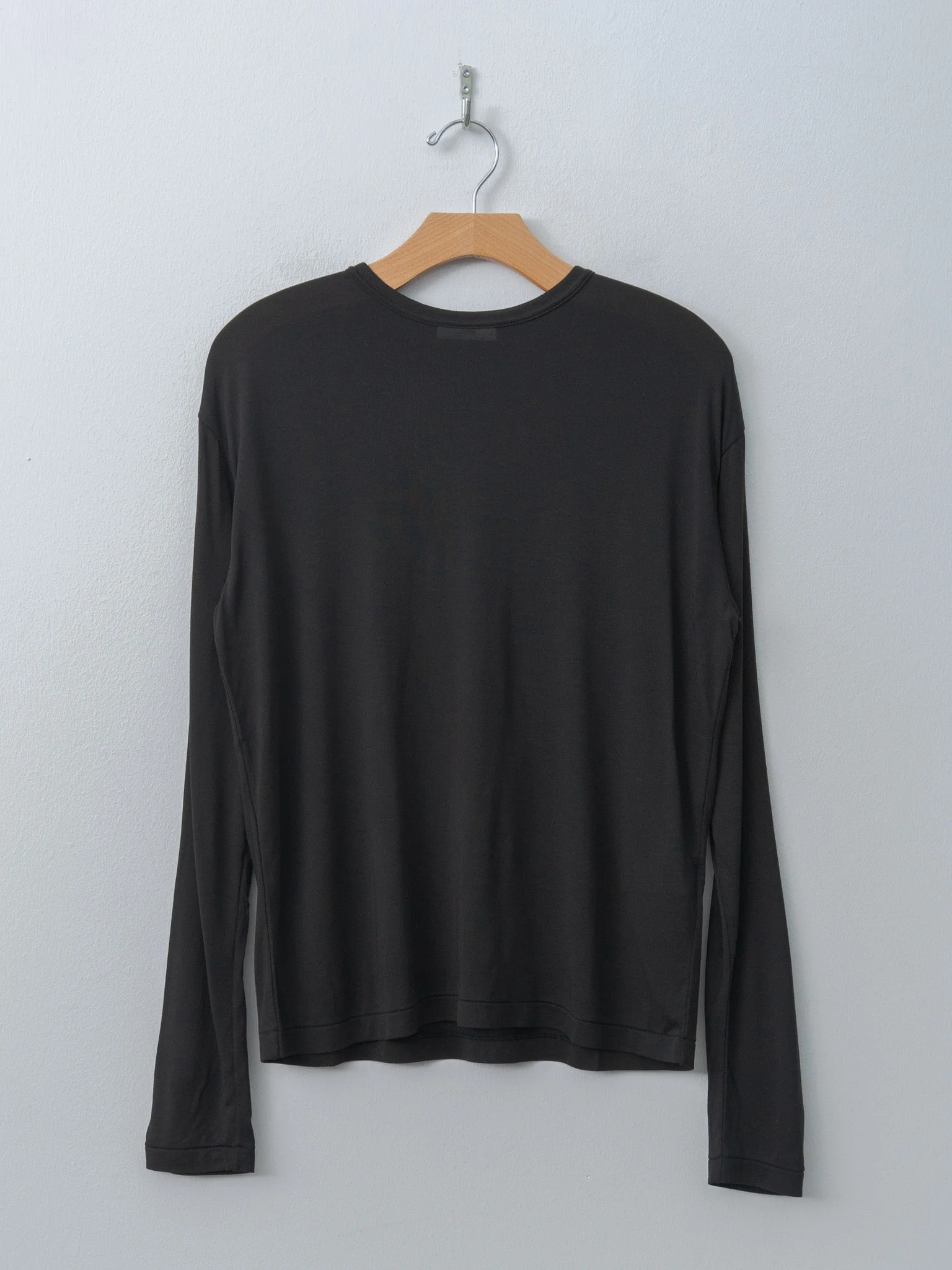 Modal Silk Jersey Crewneck Pullover - Black - 1