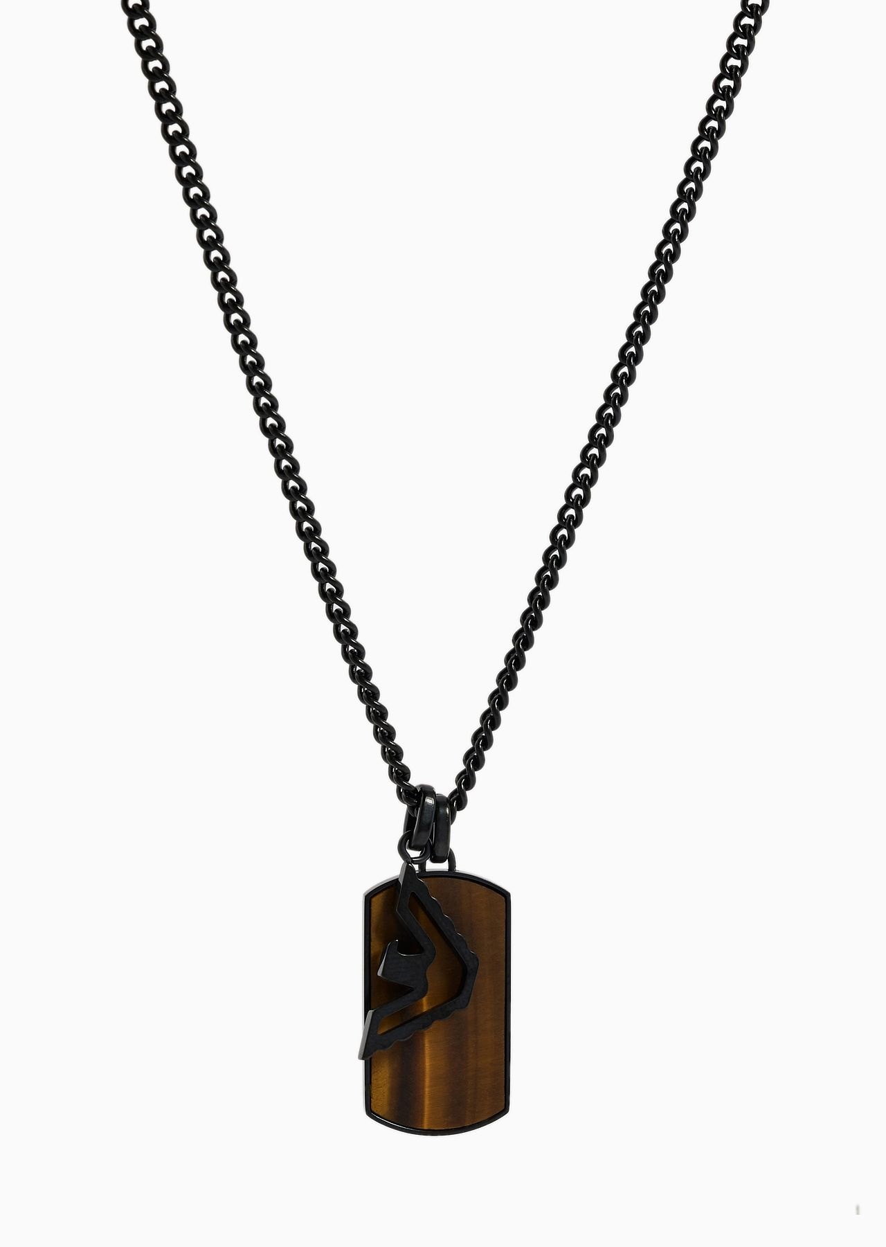 Brown Tiger's Eye Dog Tag and Black Eagle Necklace - 1