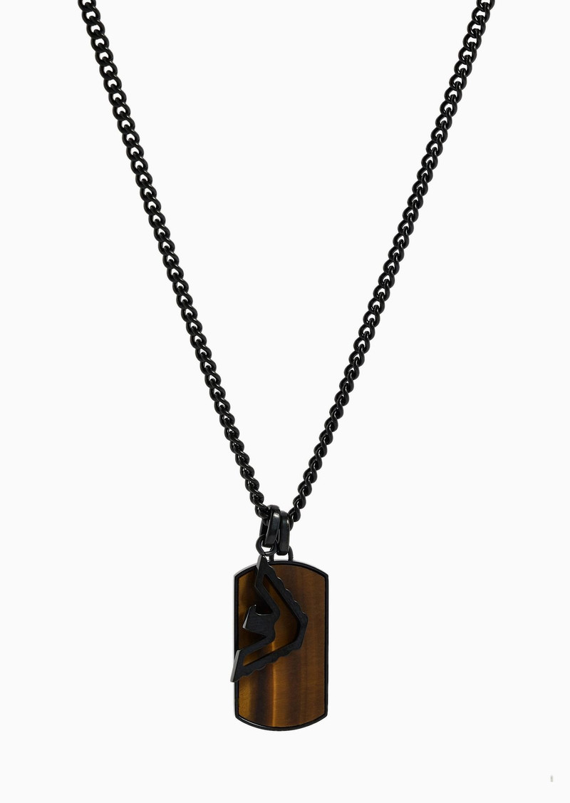 Brown Tiger's Eye Dog Tag and Black Eagle Necklace 1