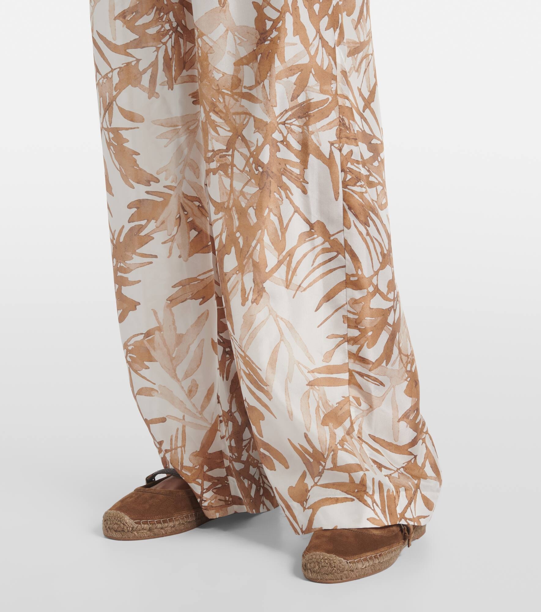 Printed high-rise silk wide-leg pants - 5