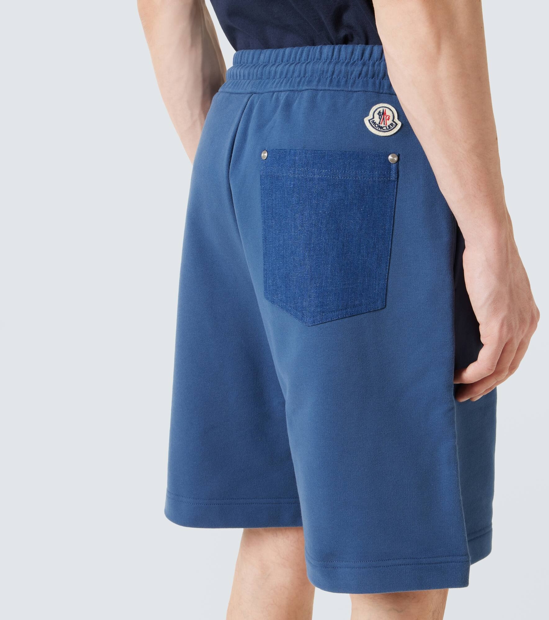 Denim-trimmed cotton jersey shorts - 5
