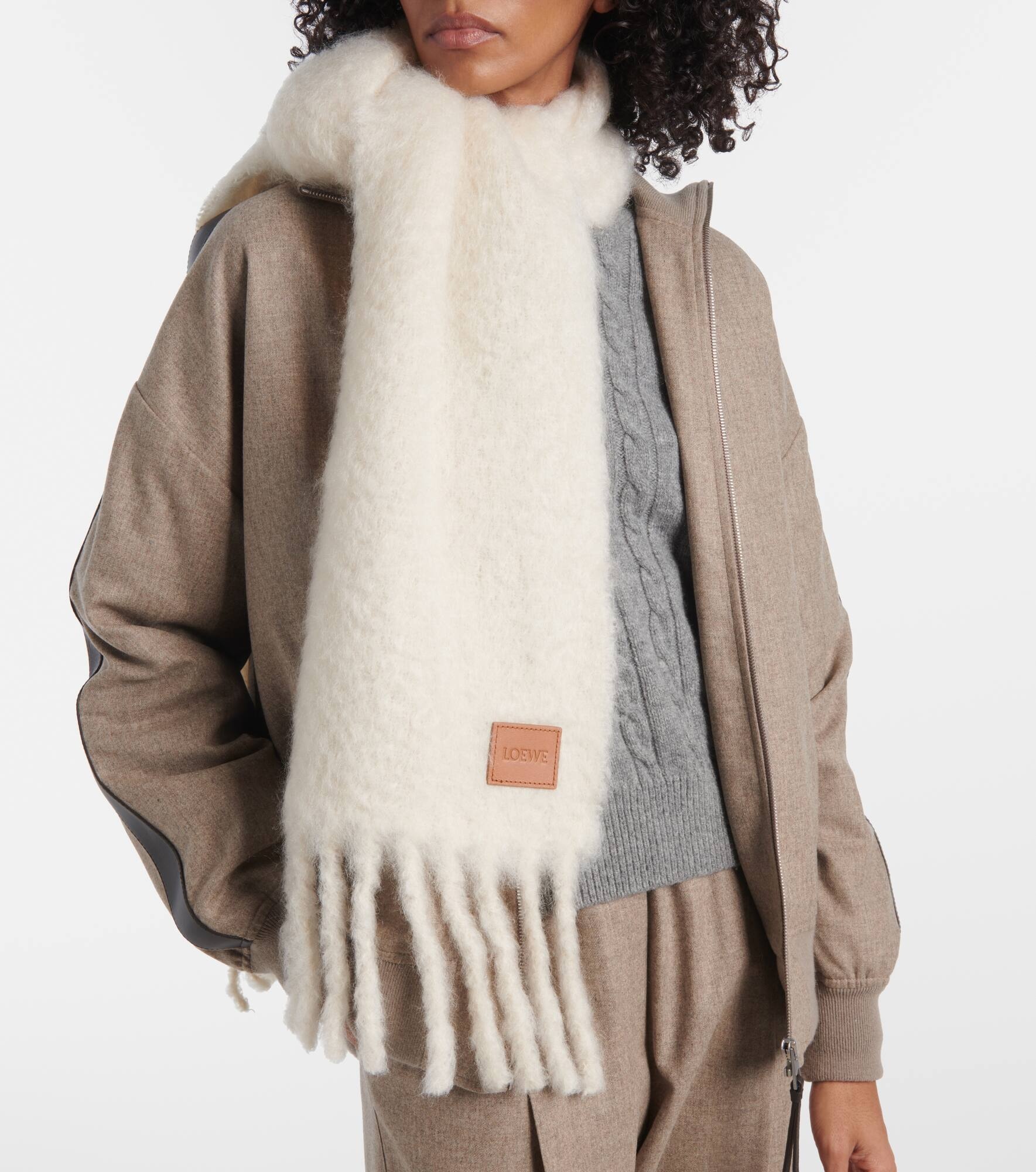 Fringed mohair and wool-blend scarf - 2