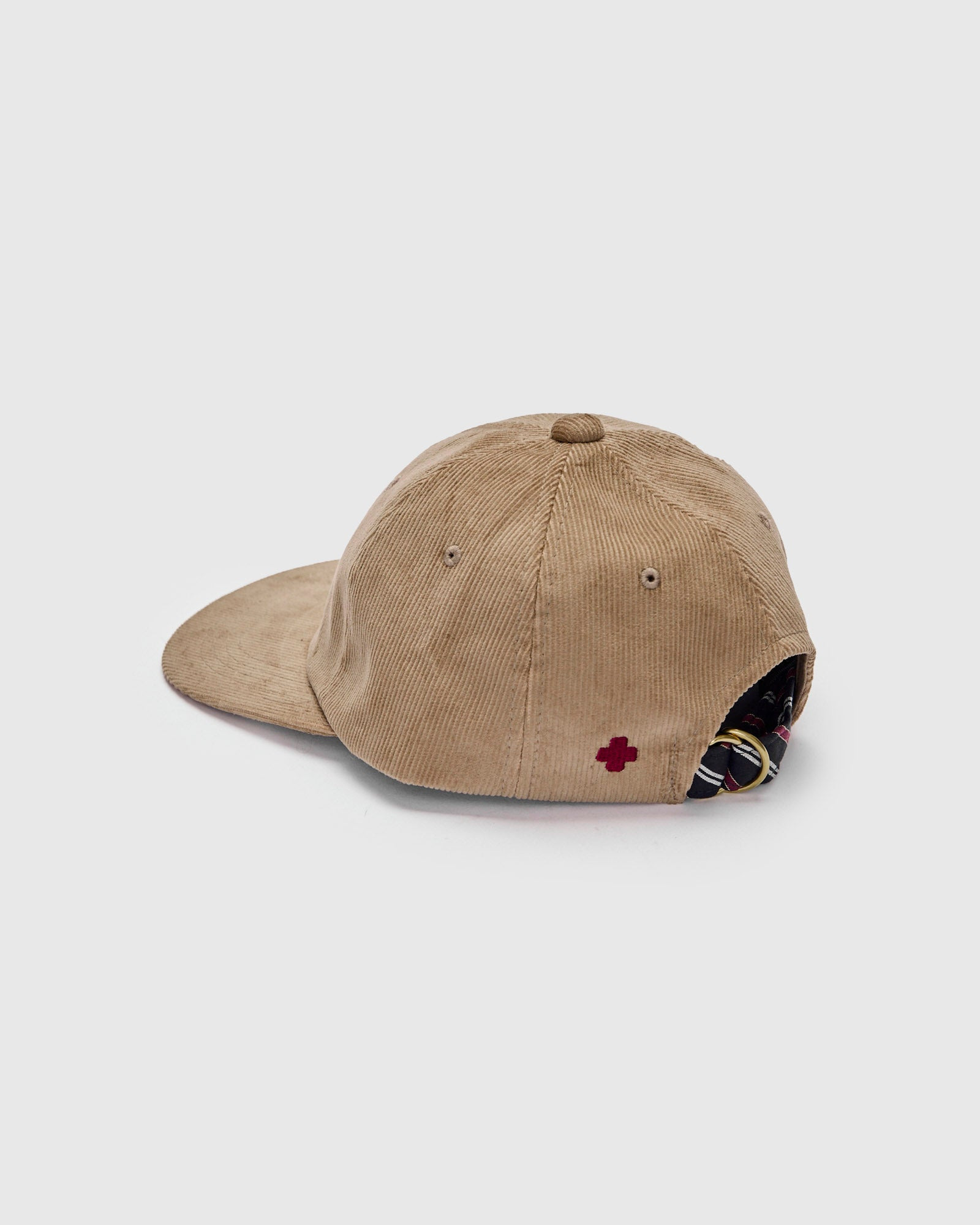 6-Panel Regimental Strap Corduroy Cap in Beige - 2