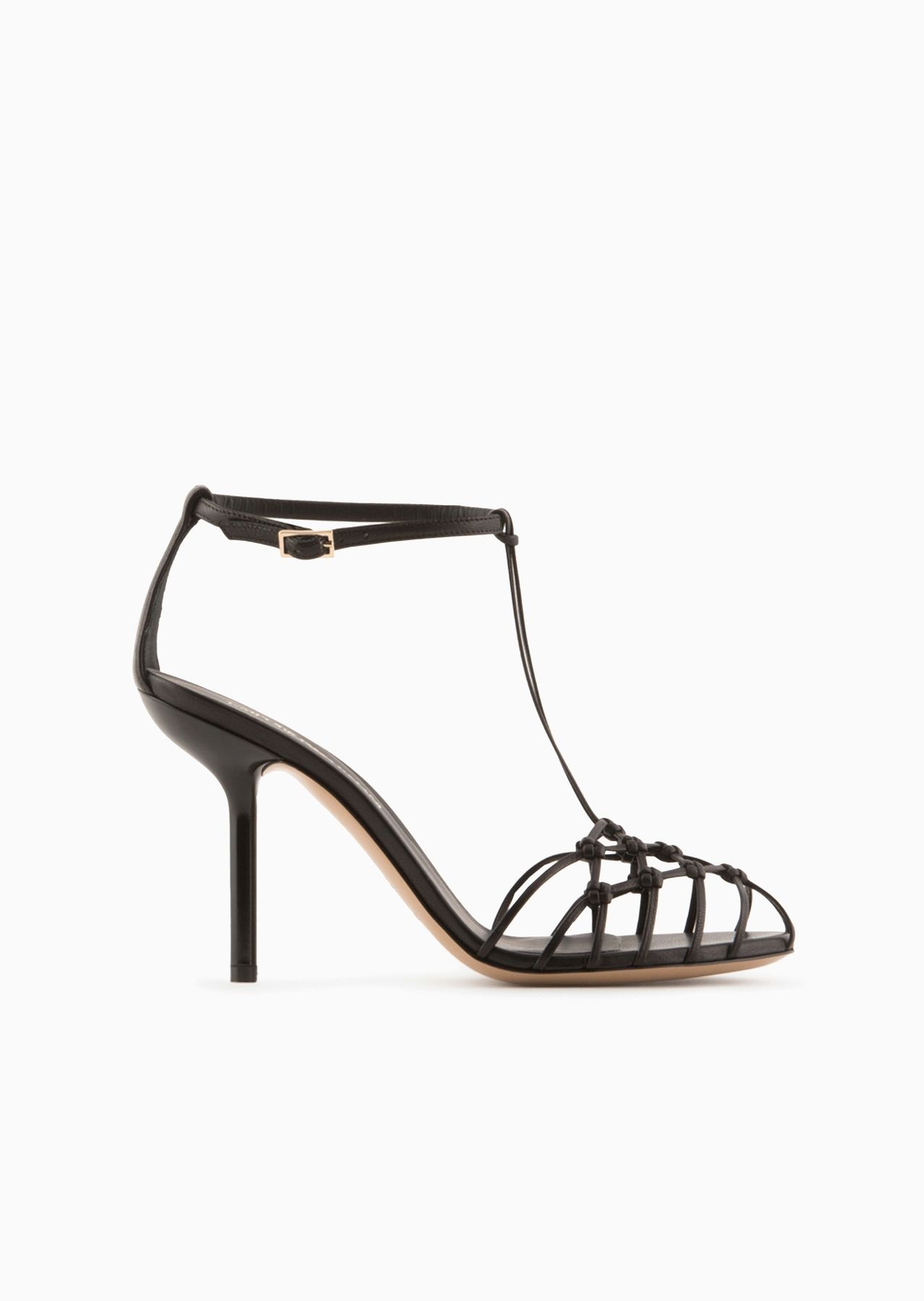 Nappa-leather T-sandals with mesh-weave heels - 1