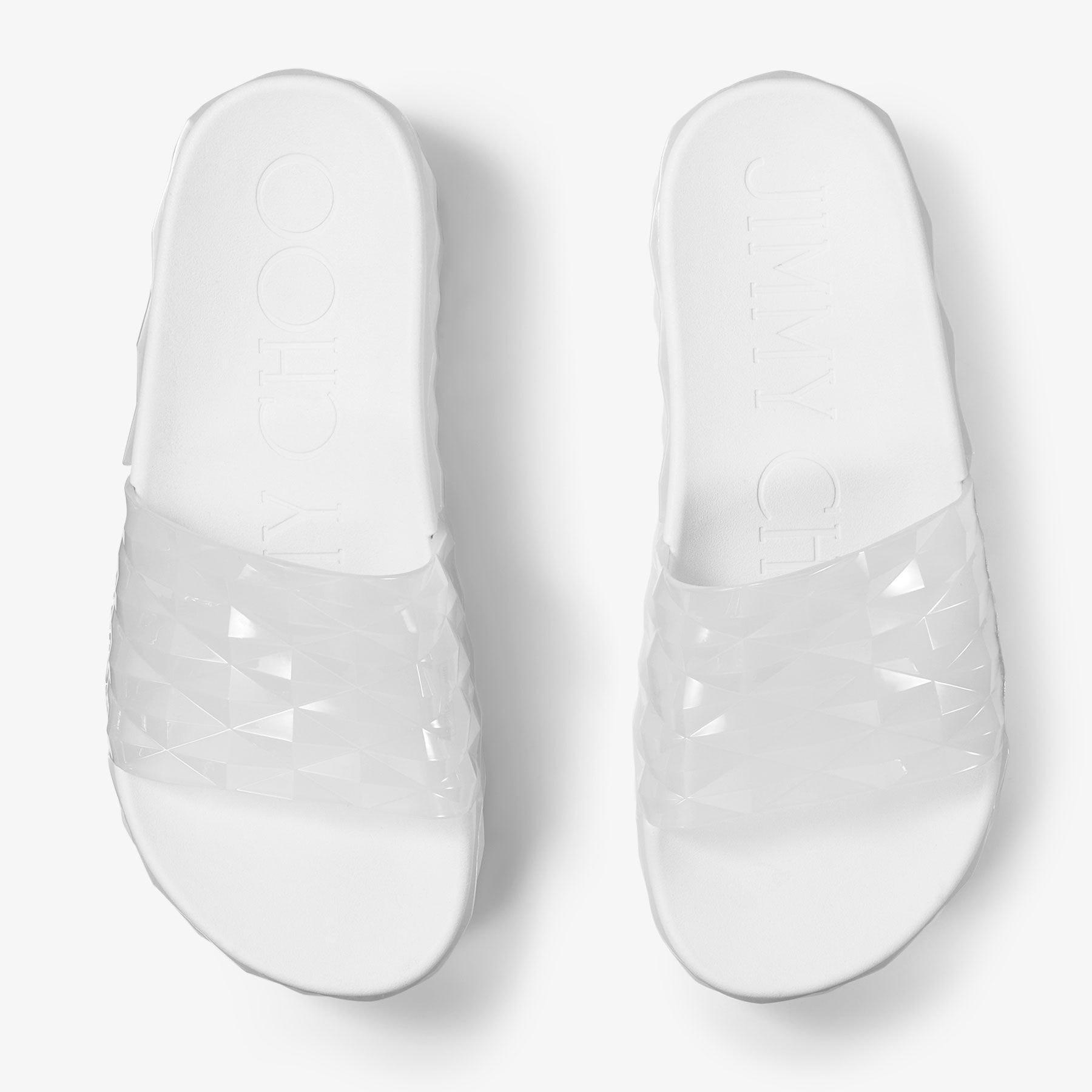 JIMMY CHOO Diamond Slide/F White Rubber Diamond Slides