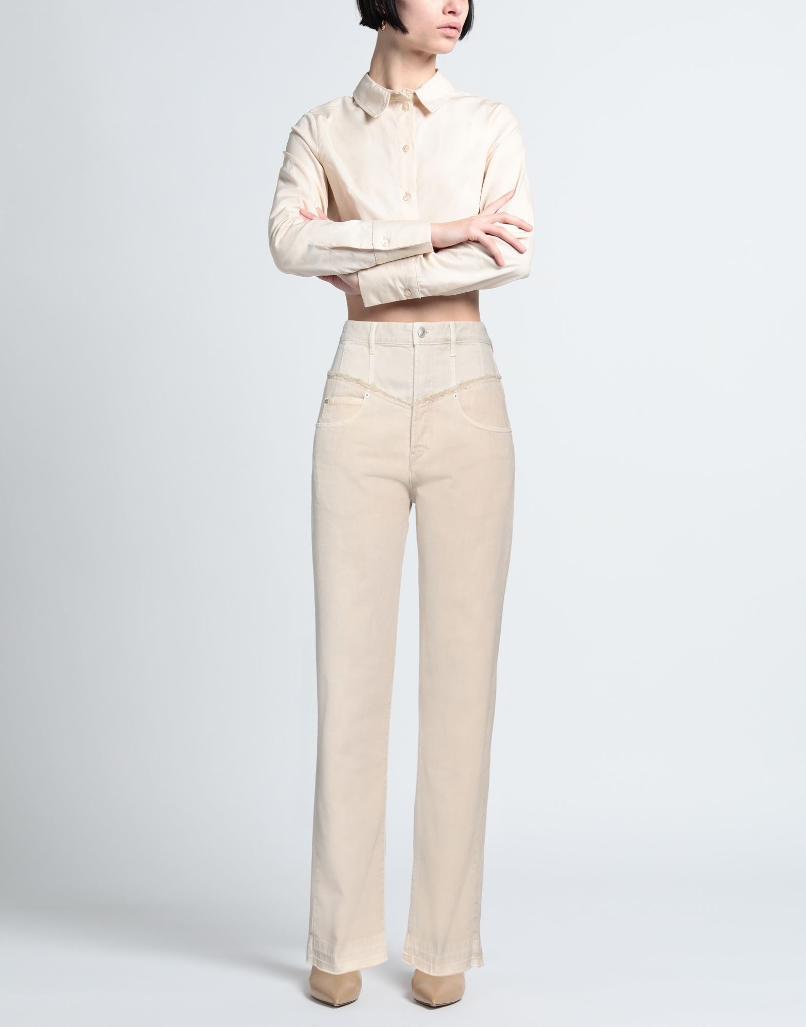 Beige Women's Denim Pants - 2