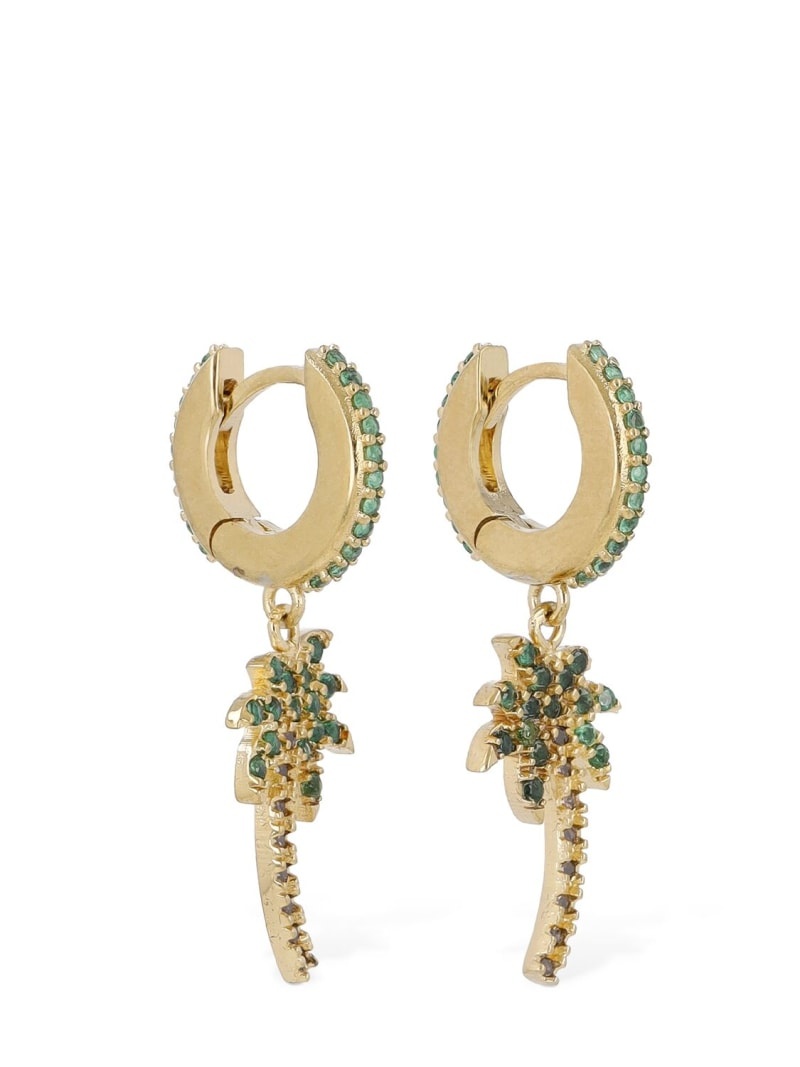 Palm crystal & brass hoop earrings - 2