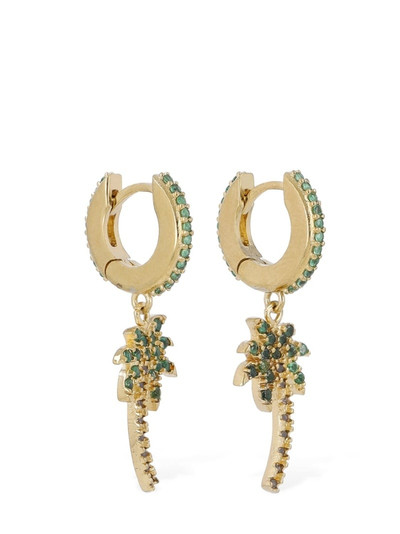 Palm Angels Palm crystal & brass hoop earrings outlook