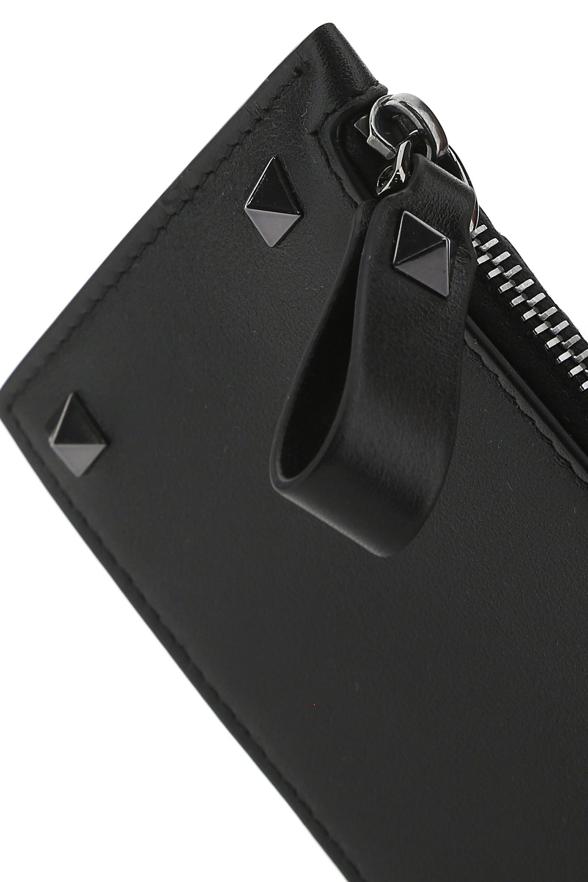 Black leather Rockstud card holder - 4