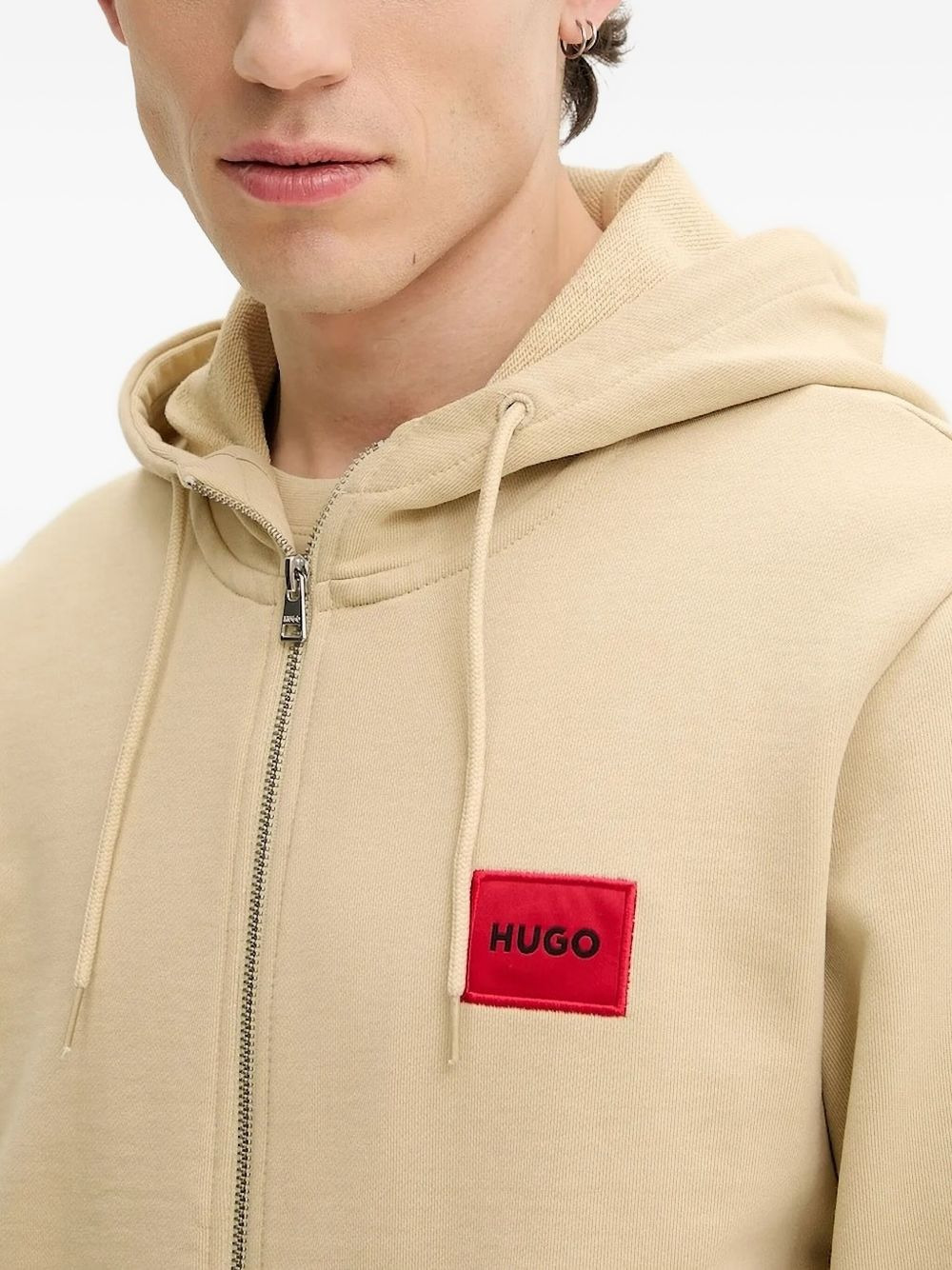 logo-patch zip-up hoodie - 3