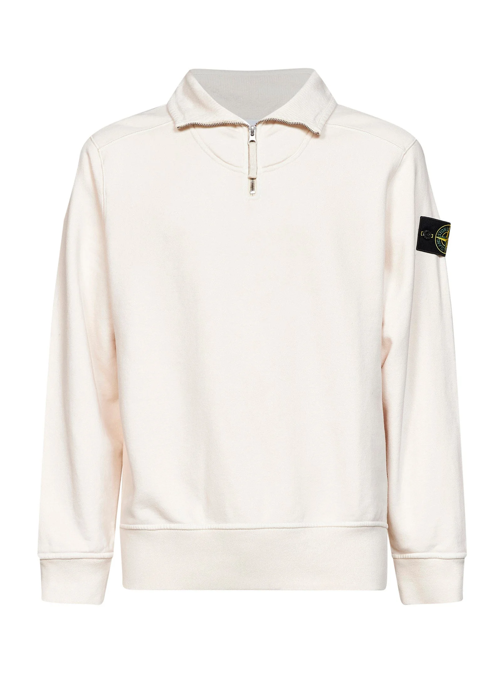 Ivory brushed organic cotton half-zip sweatshirt - 1