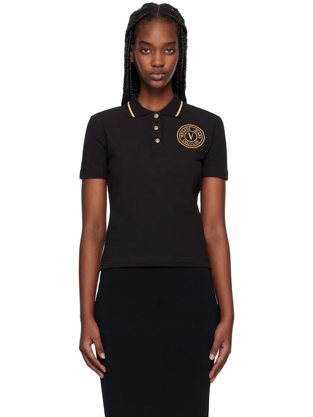 Black V Emblem Polo - 1