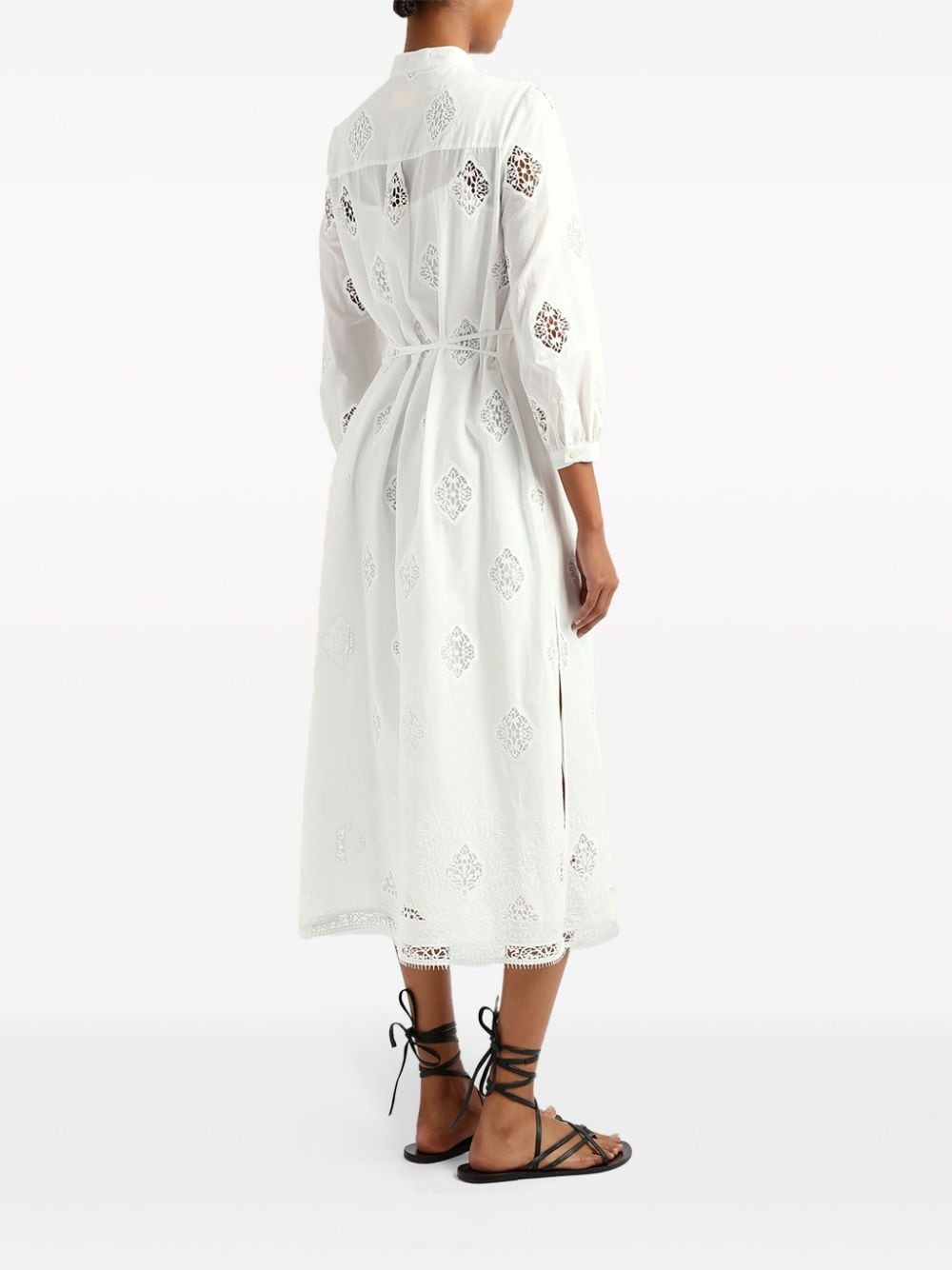 lace-panels midi shirtdress - 4