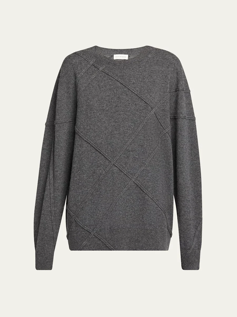 Timona Cashmere Crossed Textured Stitch Sweater - 1