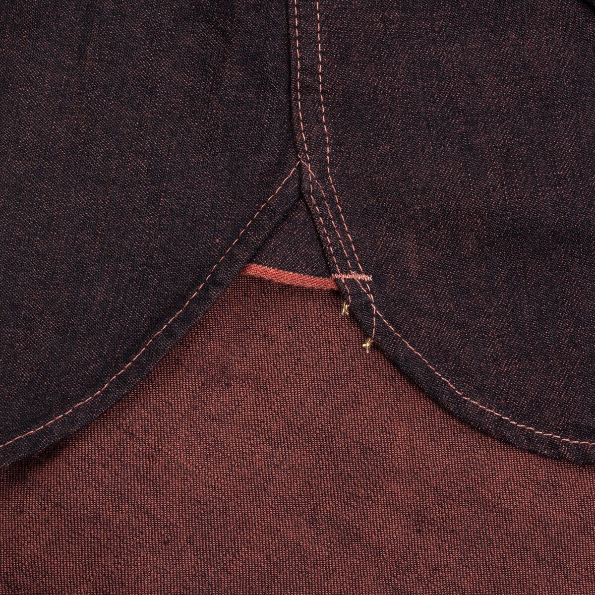 IHSH-352-RED 10oz Selvedge Denim Western Shirt - Indigo Overdyed Red - 15
