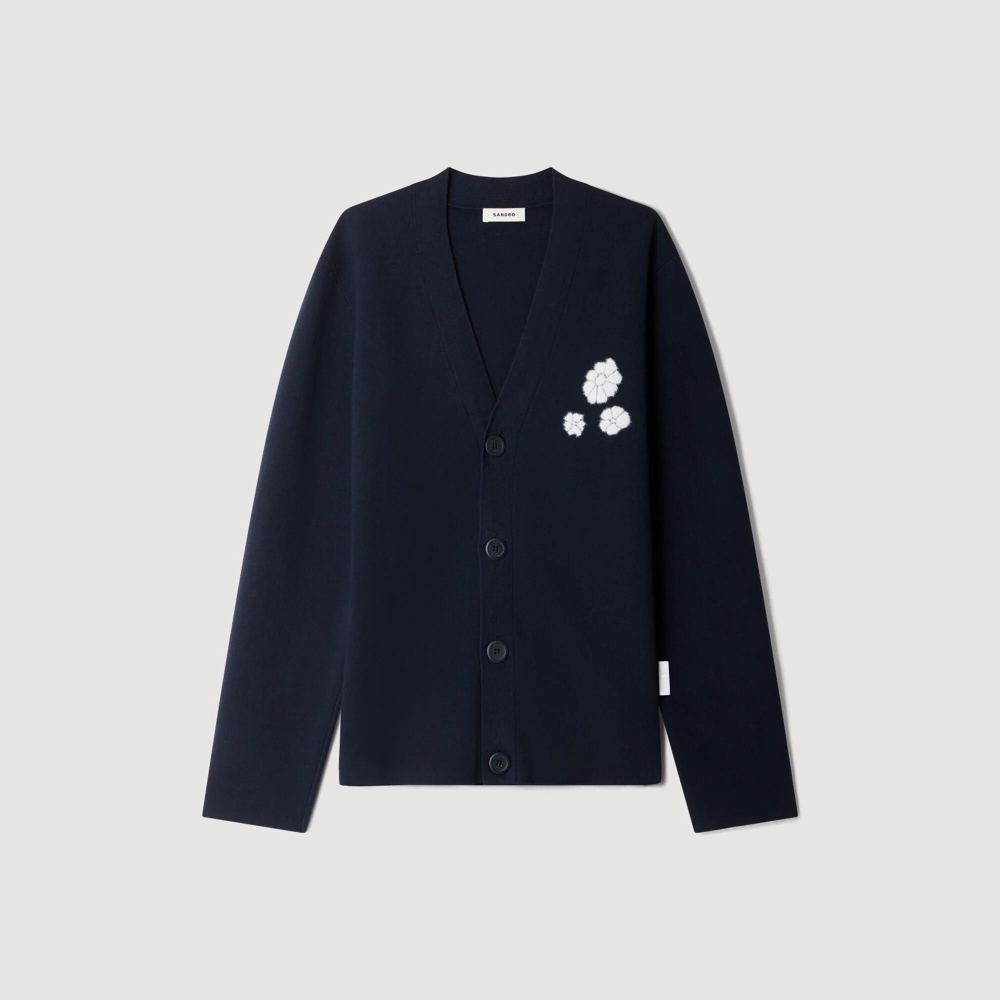 JACQUARD FLOWER KNIT CARDIGAN - 1