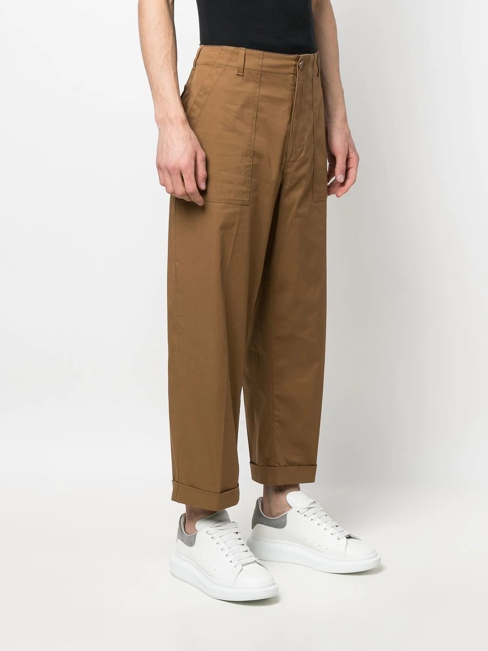 logo-patch cropped trousers - 3