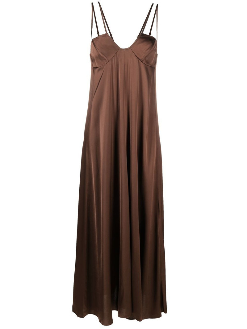 U-neck satin maxi dress 1