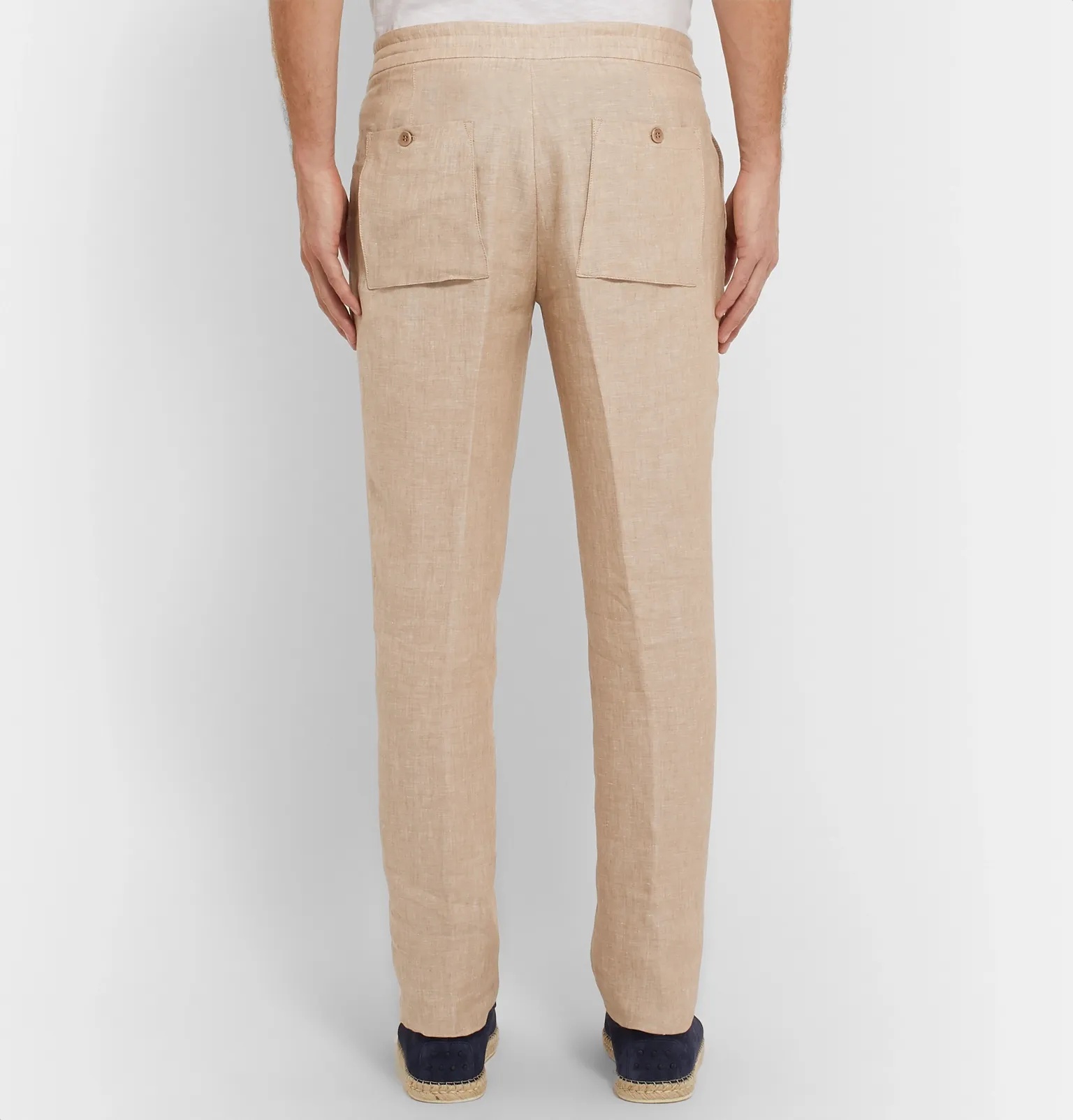 Slim-Fit Linen Drawstring Trousers - 5