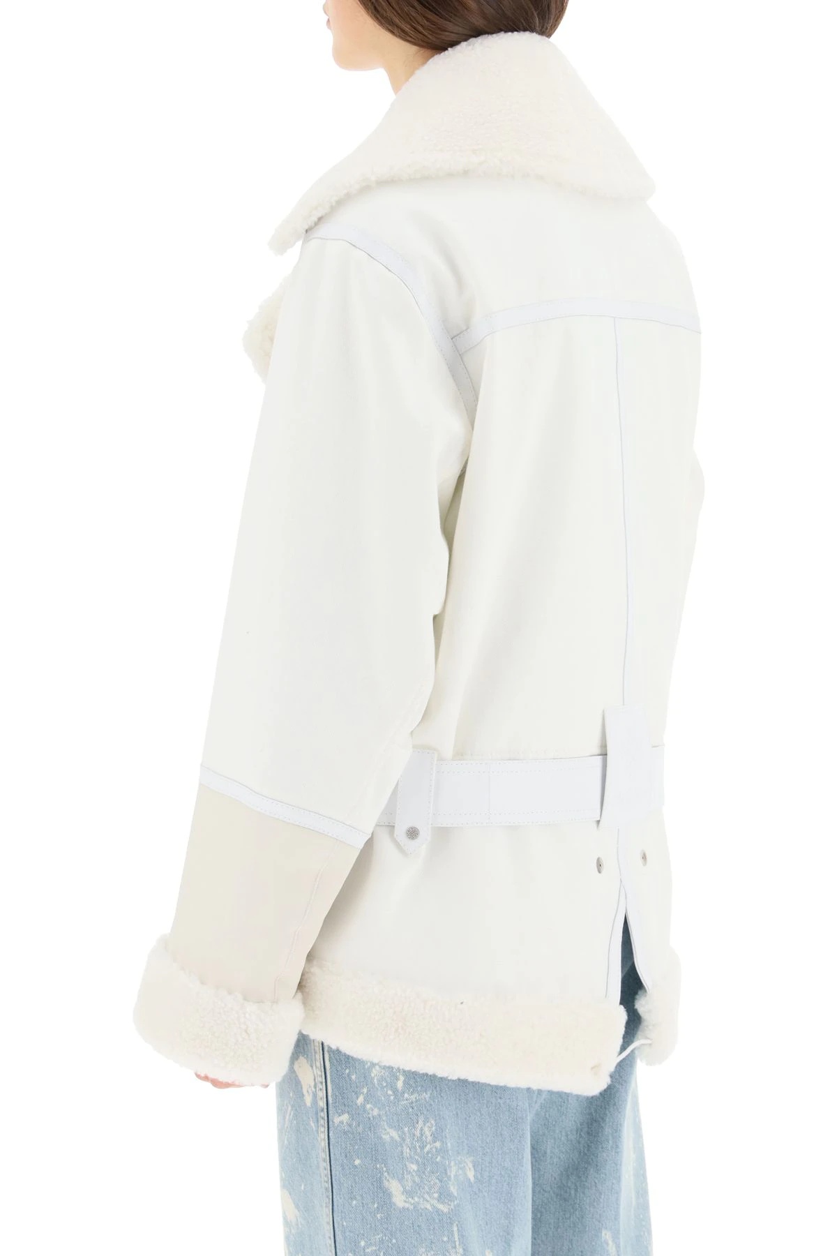 COTTON JACKET WITH NAPPA AND SHEARLING INSERTS - 4