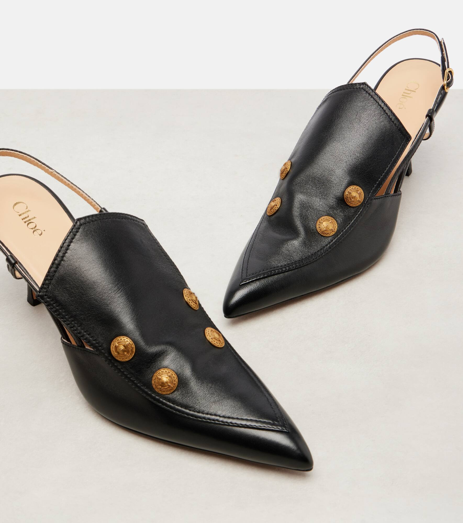 Agnes embellished leather slingback pumps - 5