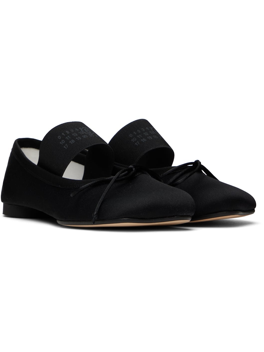 Black Satin Anatomic Logo Ballerina Flats - 4