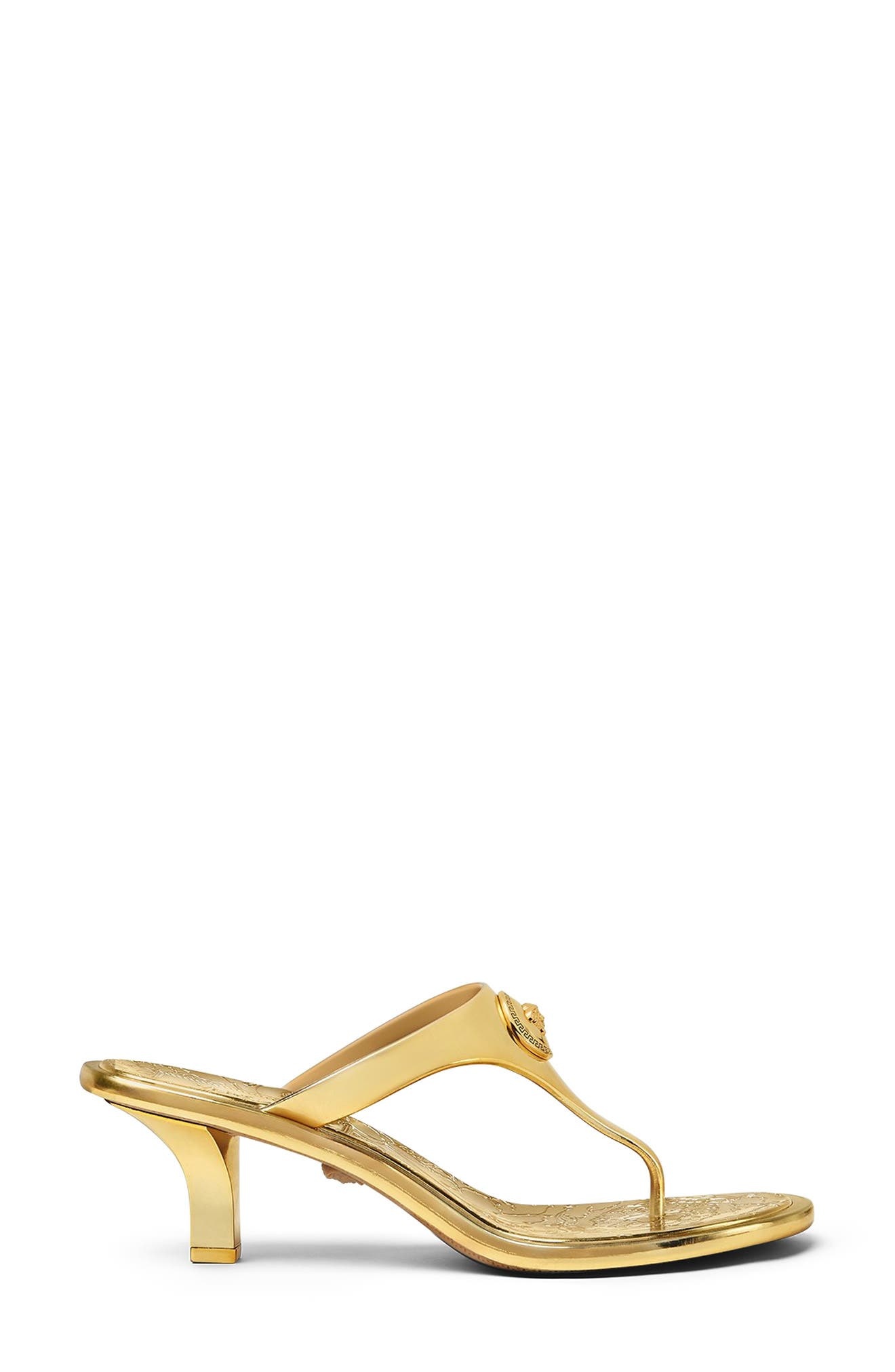 Versace Alia Medusa T-Strap Sandal in Gold-Versace Gold at Nordstrom - 2