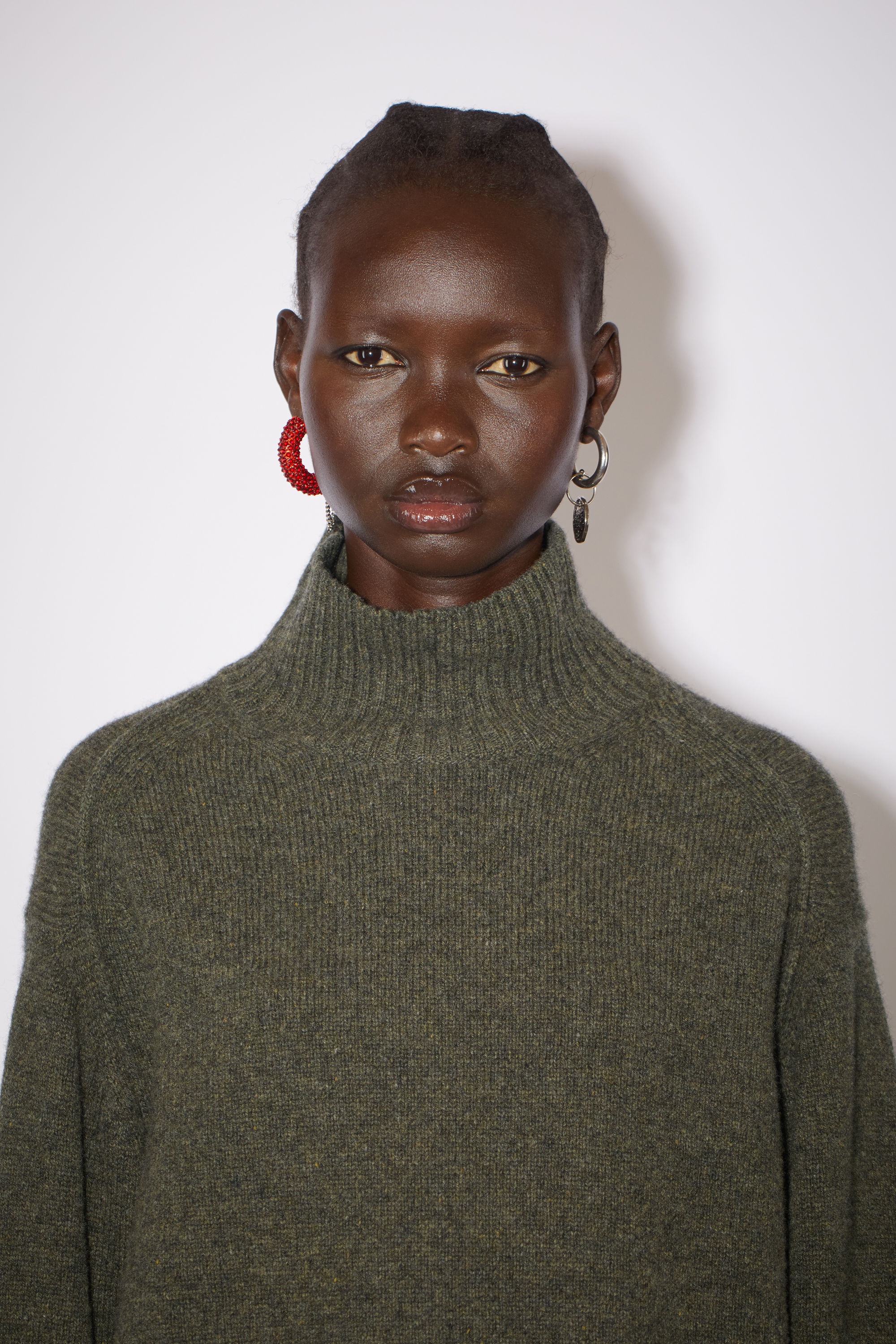 High neck jumper - Dark khaki melange - 5