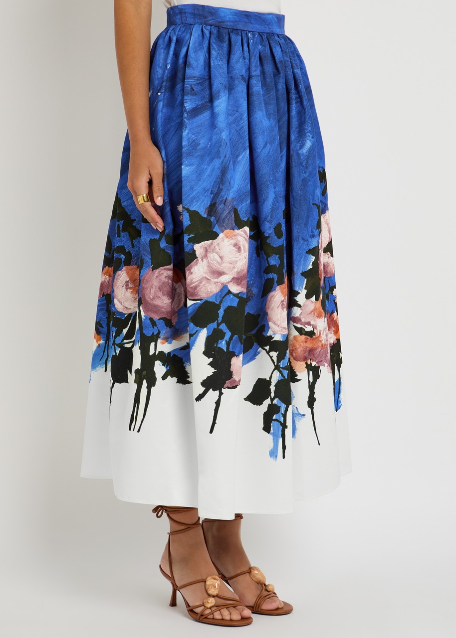 Erdem Printed Faille Midi Skirt - 2