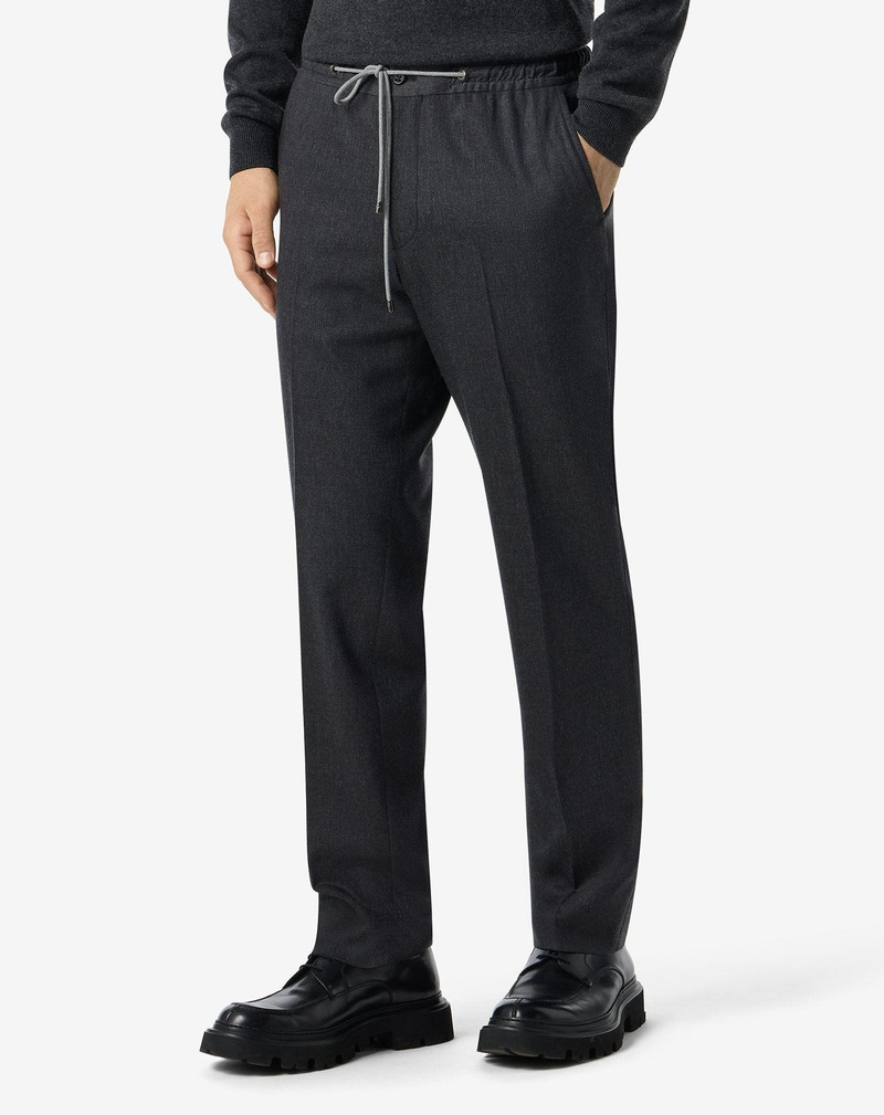 Anthracite grey wool and cashmere flannel trousers 3