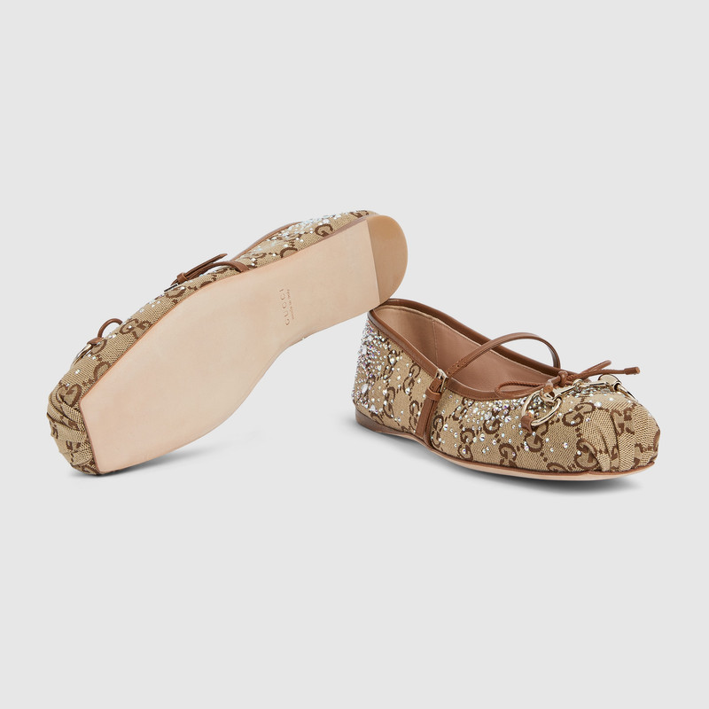 Women's GG crystal Gucci Horsebit ballet flat 6