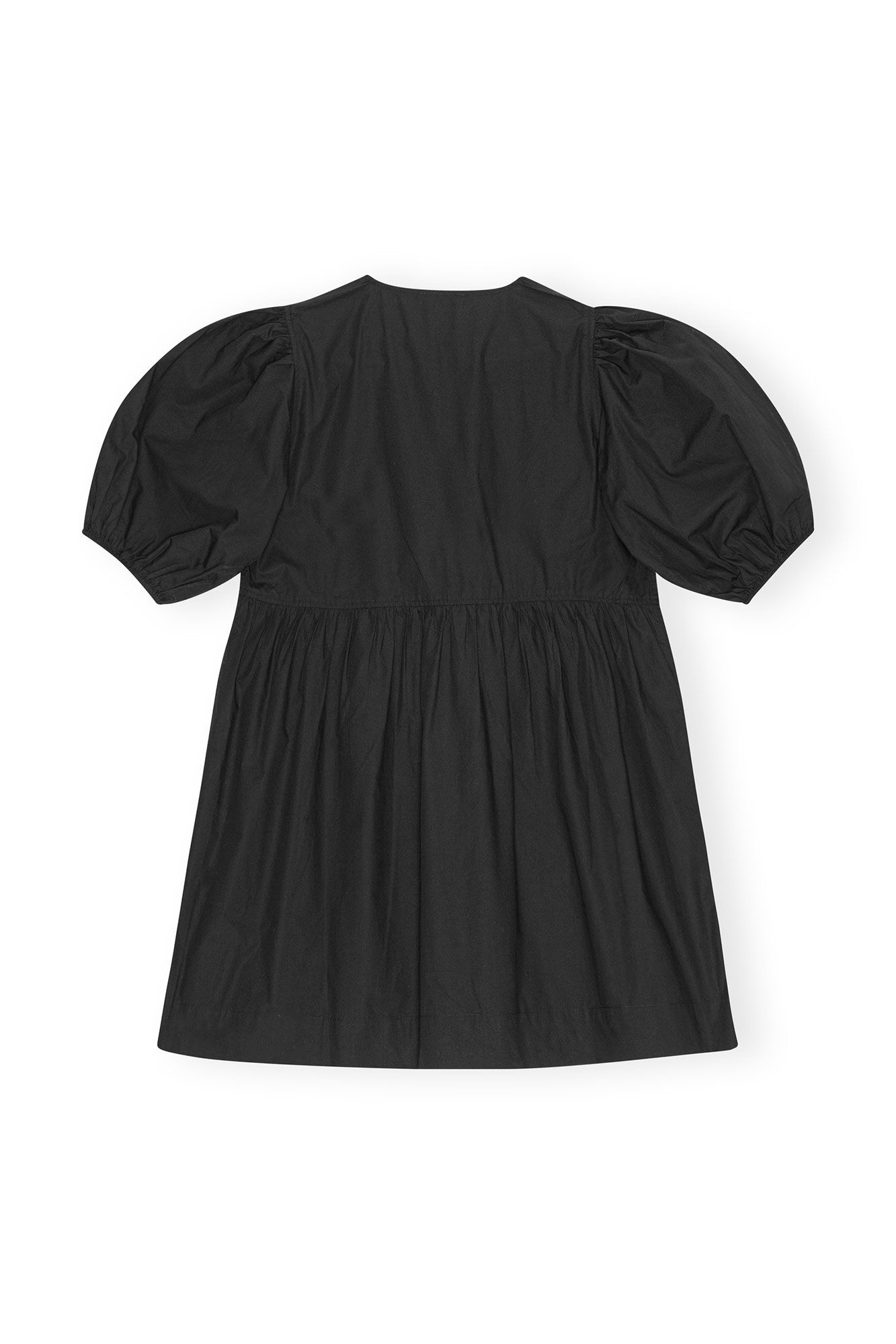 BLACK COTTON POPLIN TIE STRING MINI DRESS - 1