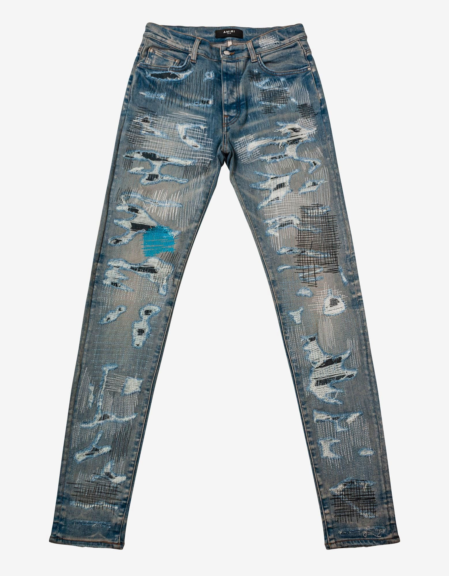 Amiri Jeans All Over Repair Clay Indigo - 1