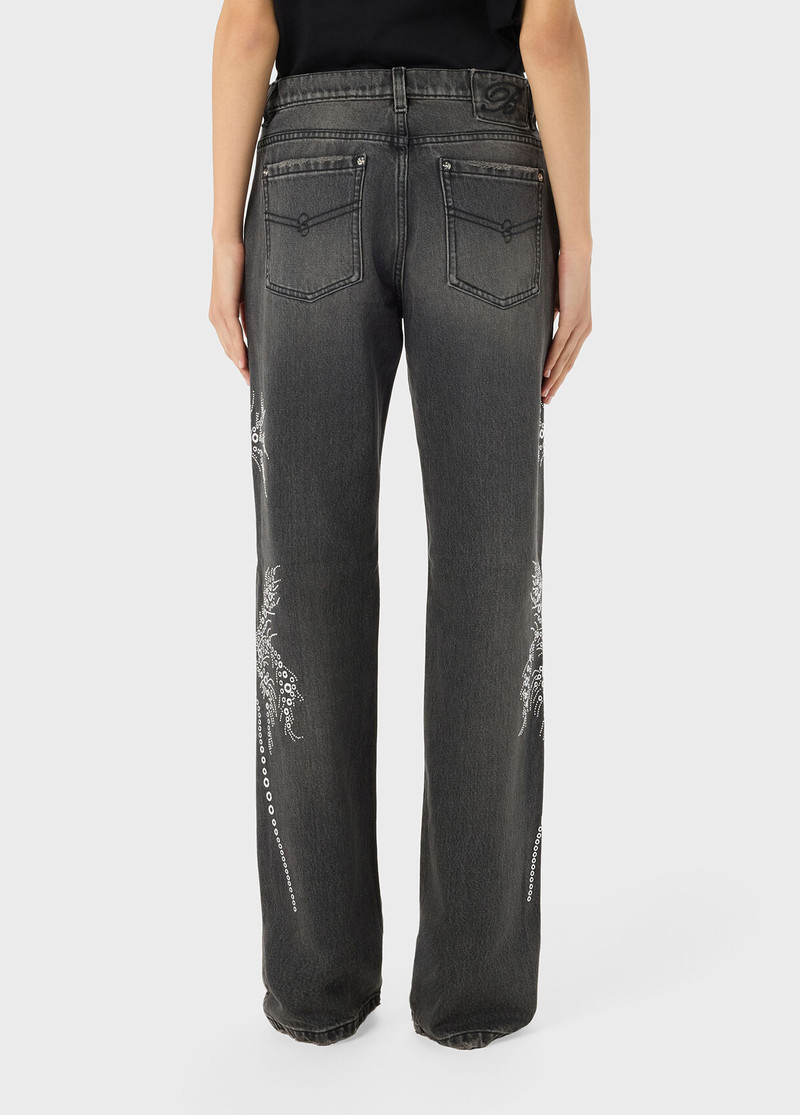 JEANS WITH EYELETS AND STUD EMBROIDERY 3