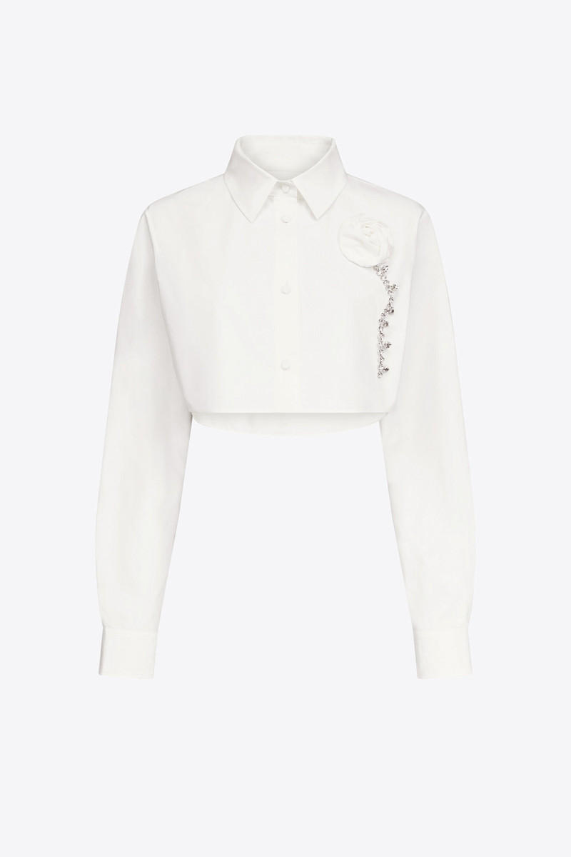CRYSTAL ROSETTE POPLIN CROPPED SHIRT 1