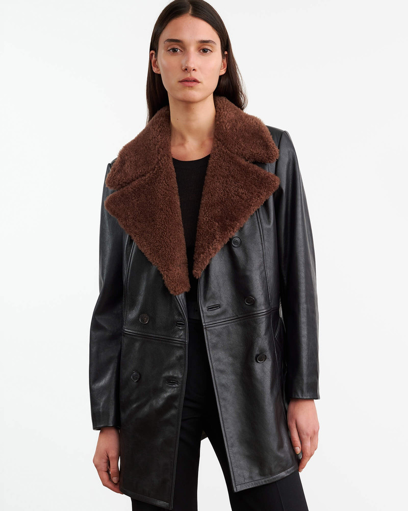 NILI LOTAN JAYDEN LEATHER COAT outlook