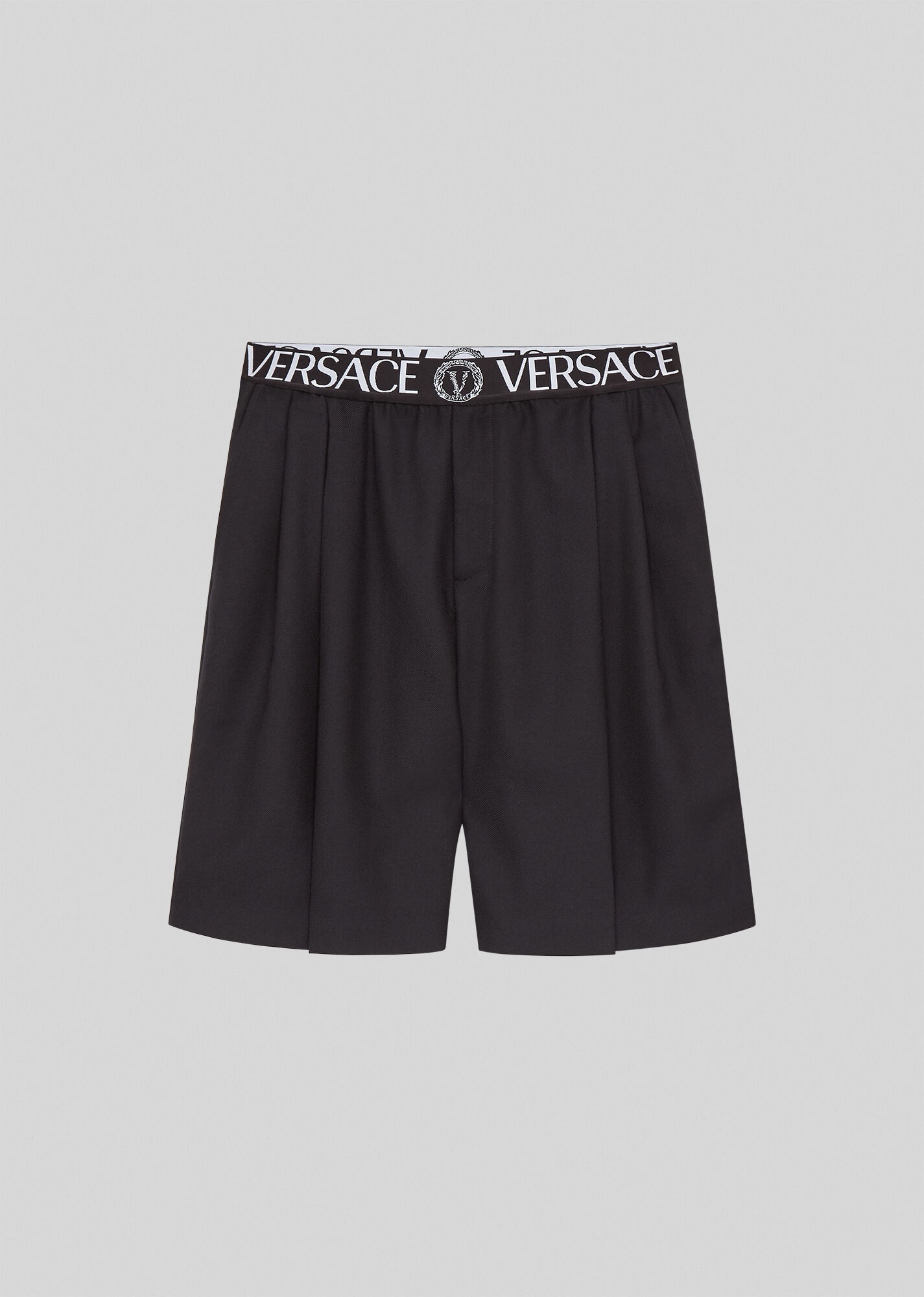 Logo Band Wool Gabardine Shorts - 1