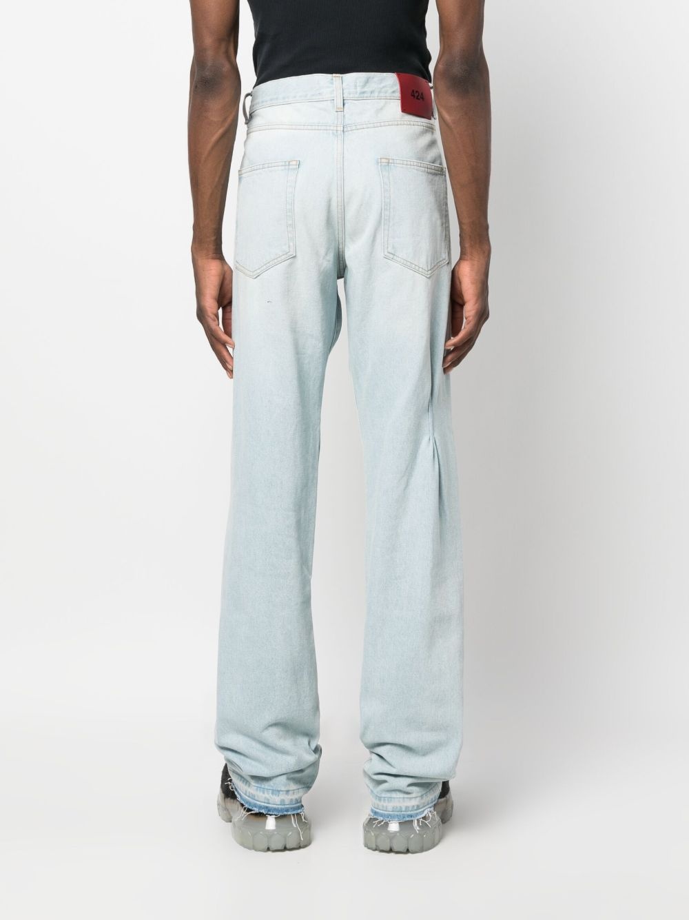 gathered-detailing straight-leg jeans - 4
