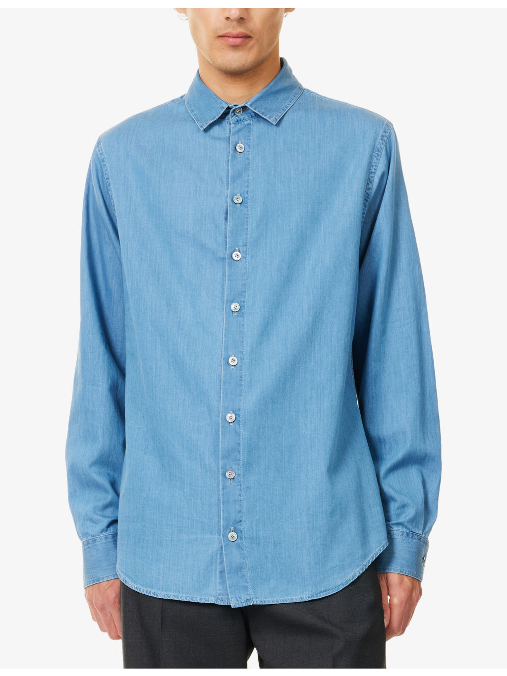 Boston-Collar Regular-Fit Denim Shirt - 3