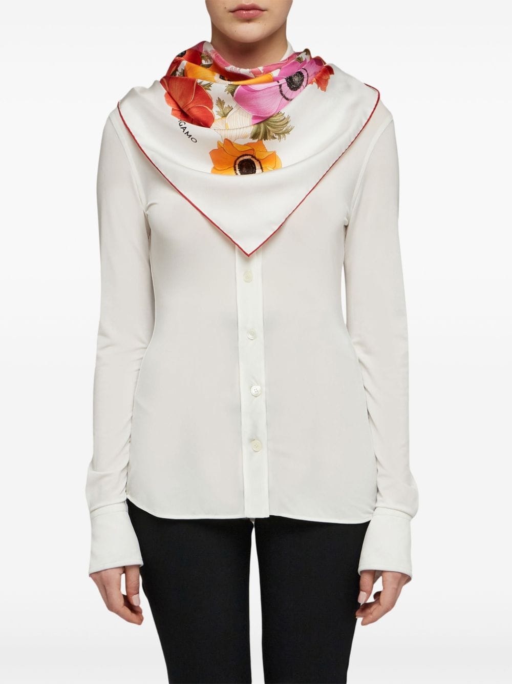 Anemone-print silk scarf - 3