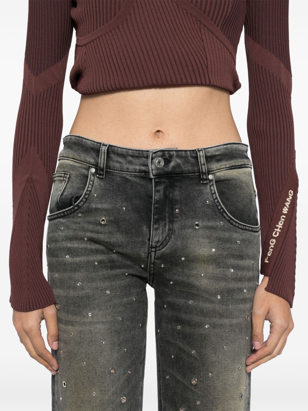 slash-neck knitted top - 5