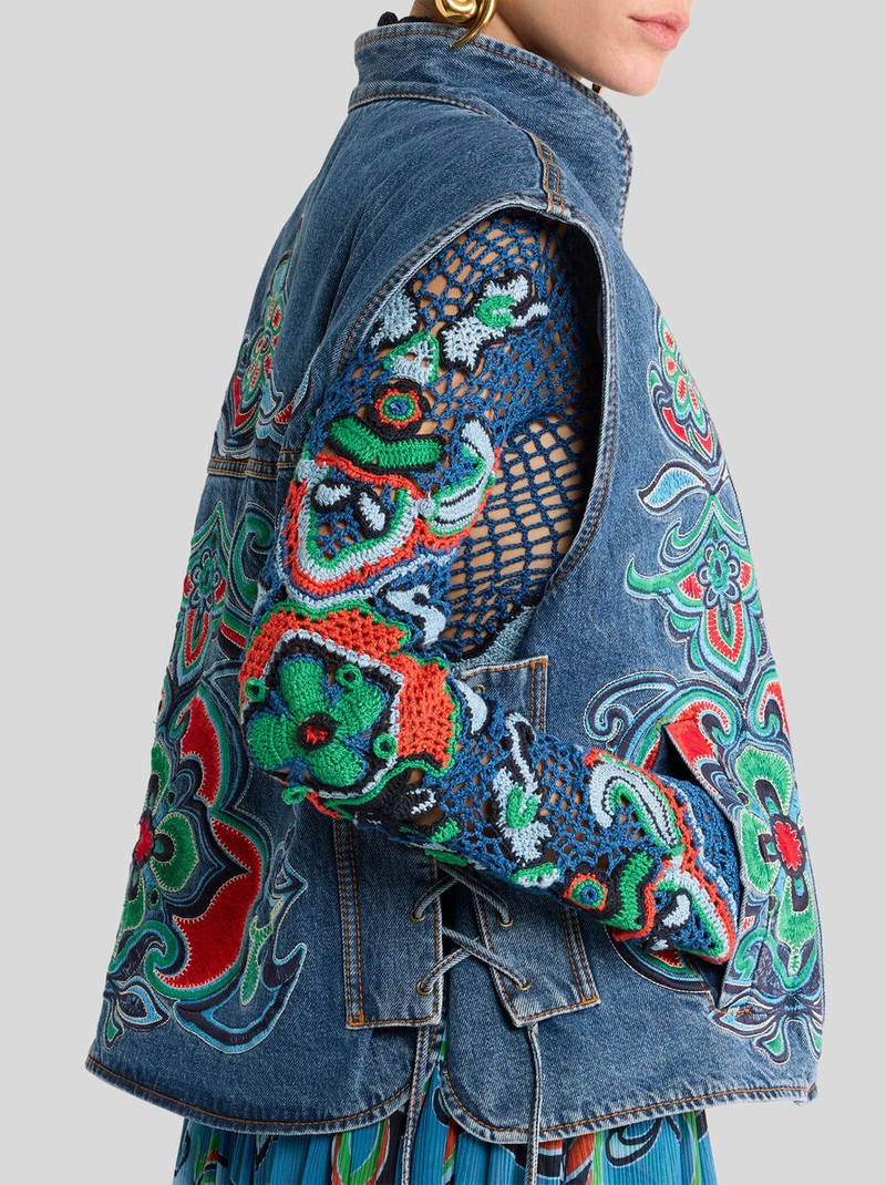 Etro DENIM VEST WITH FLORAL MOTIF outlook