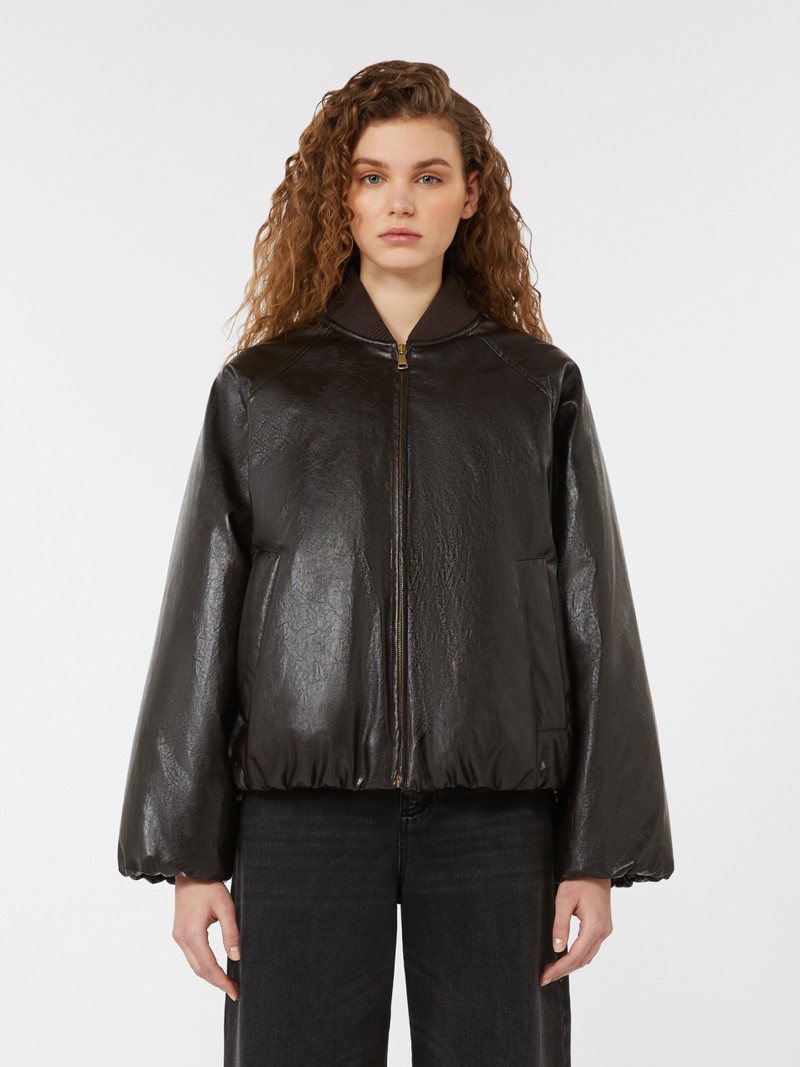 POTENTE Cropped coated jersey bomber jacket 3