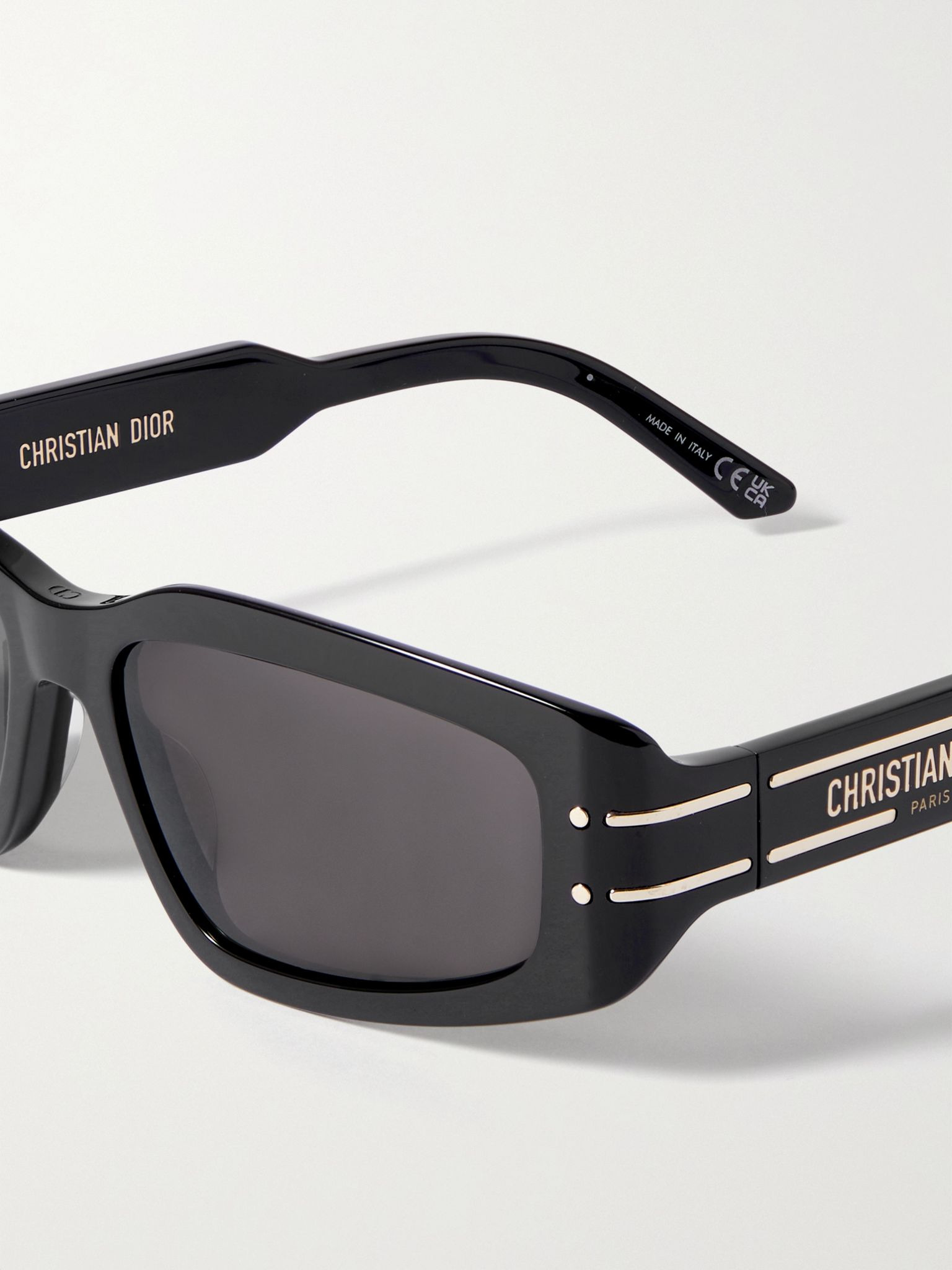 DiorSignature S9U rectangular-frame acetate and gold-tone sunglasses Black - 4